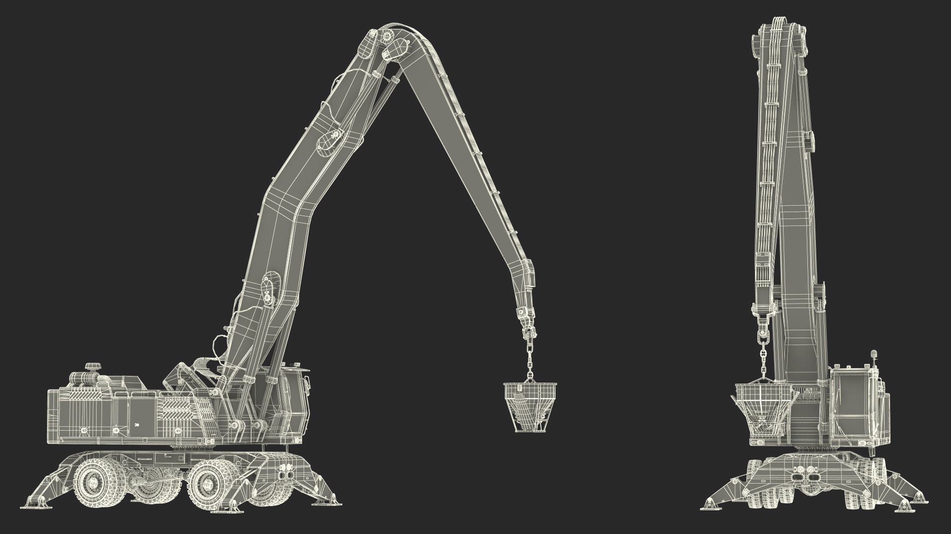 Industrial Crane with Concrete Bucket 3D