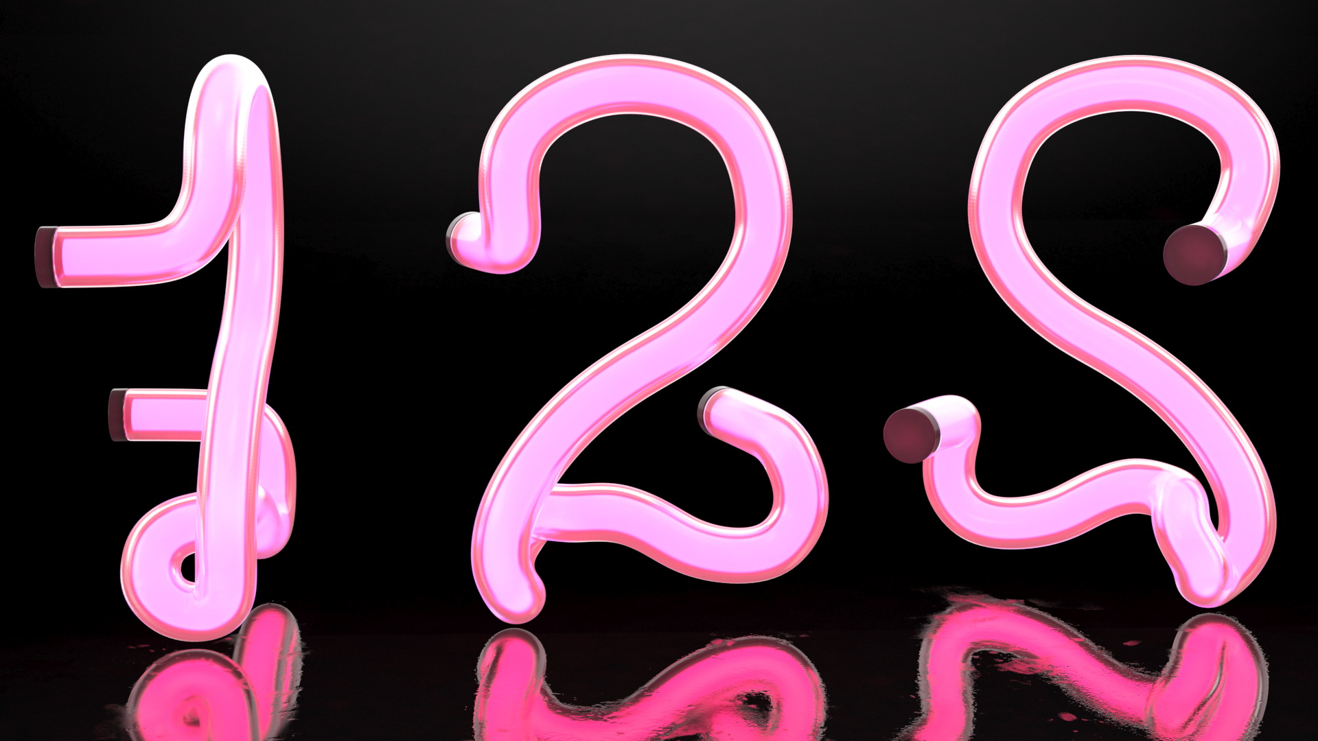 3D Glowing Neon Tube Light Digit 2
