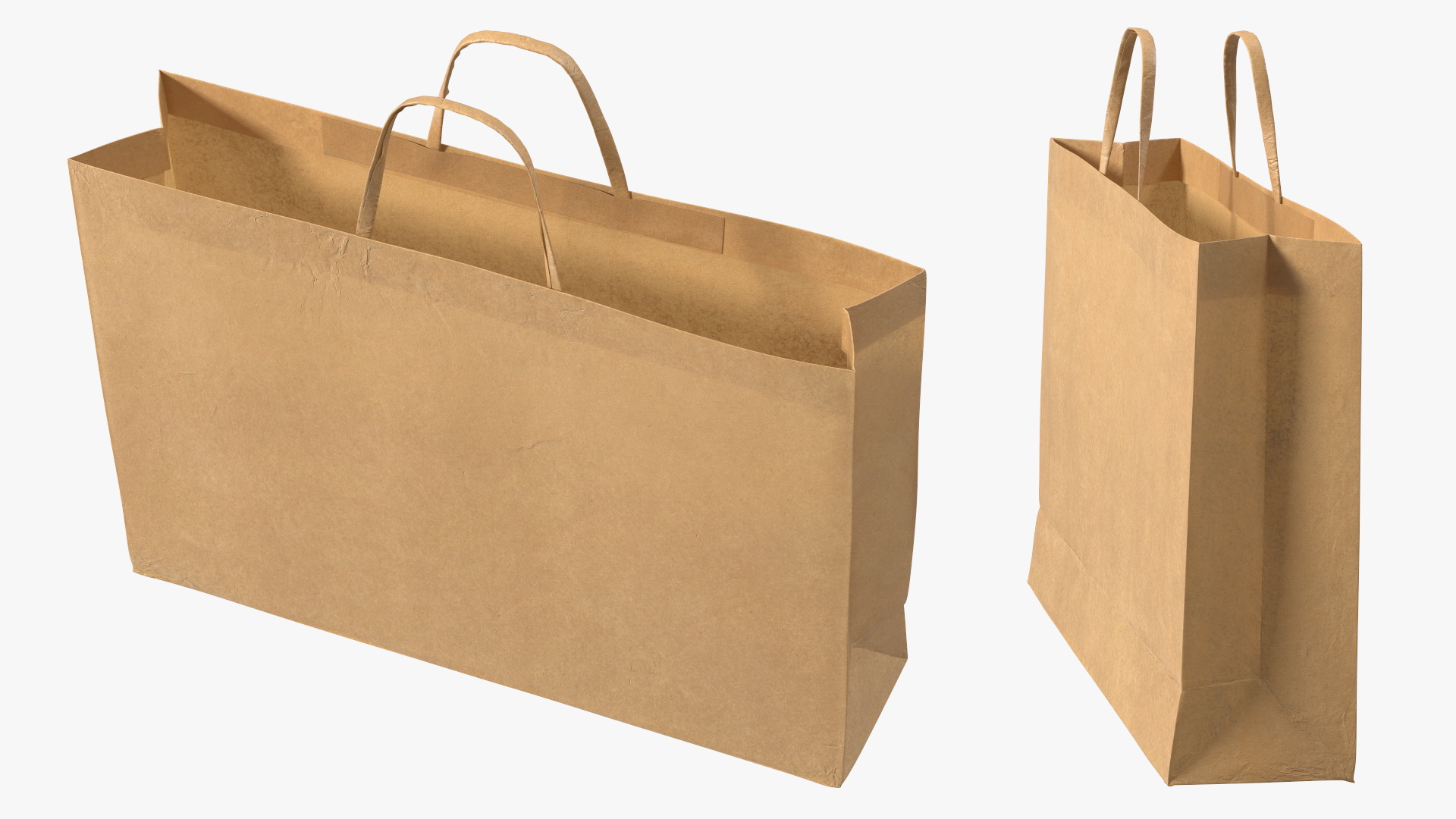 Brown Paper Shopping Bag 3D model