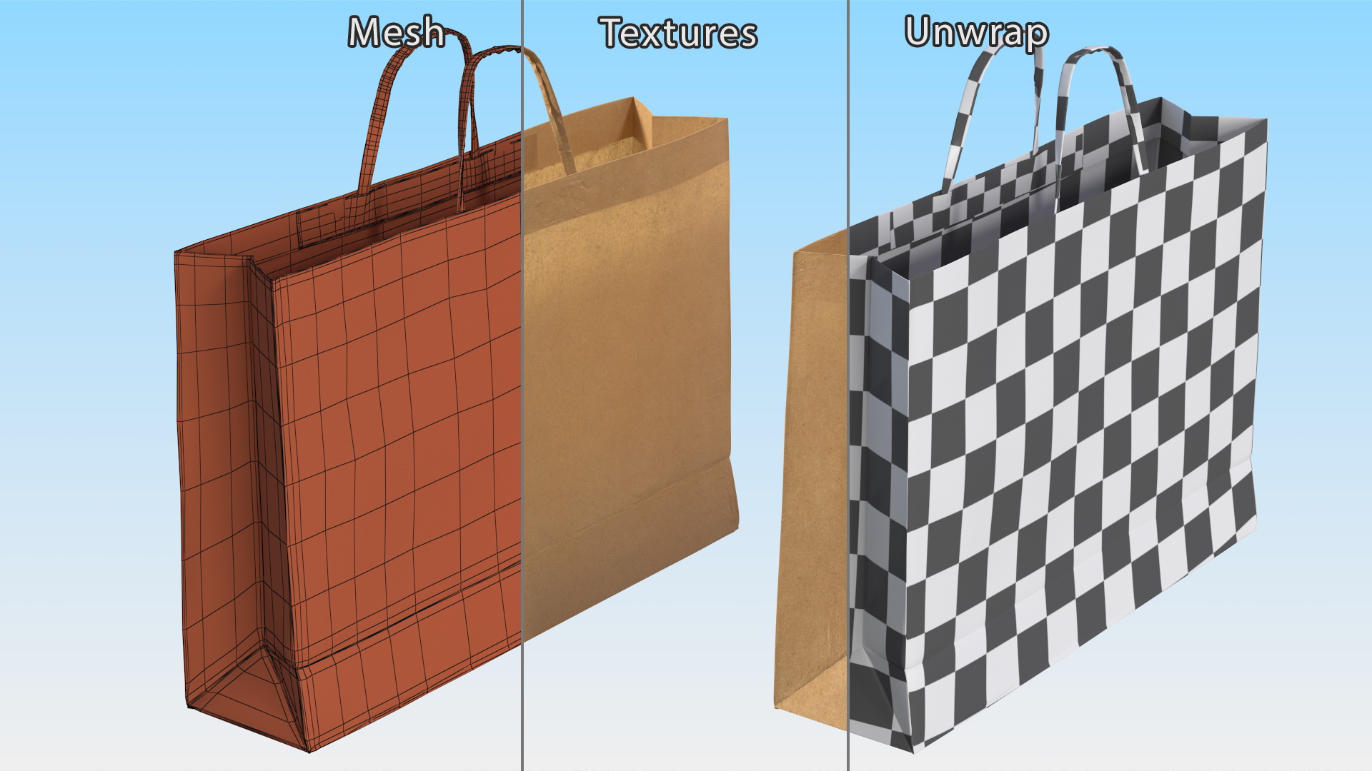 Brown Paper Shopping Bag 3D model
