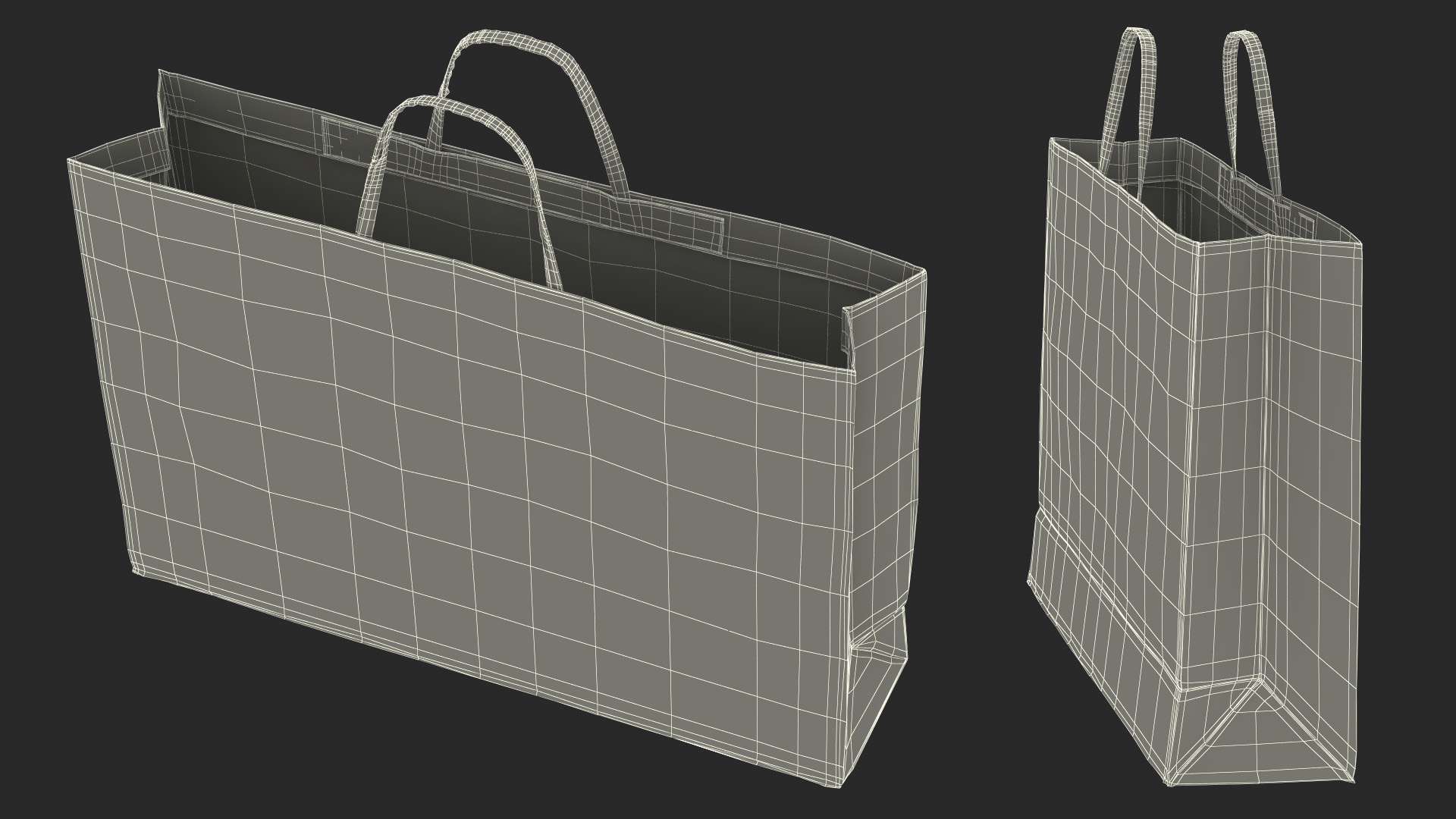 Brown Paper Shopping Bag 3D model