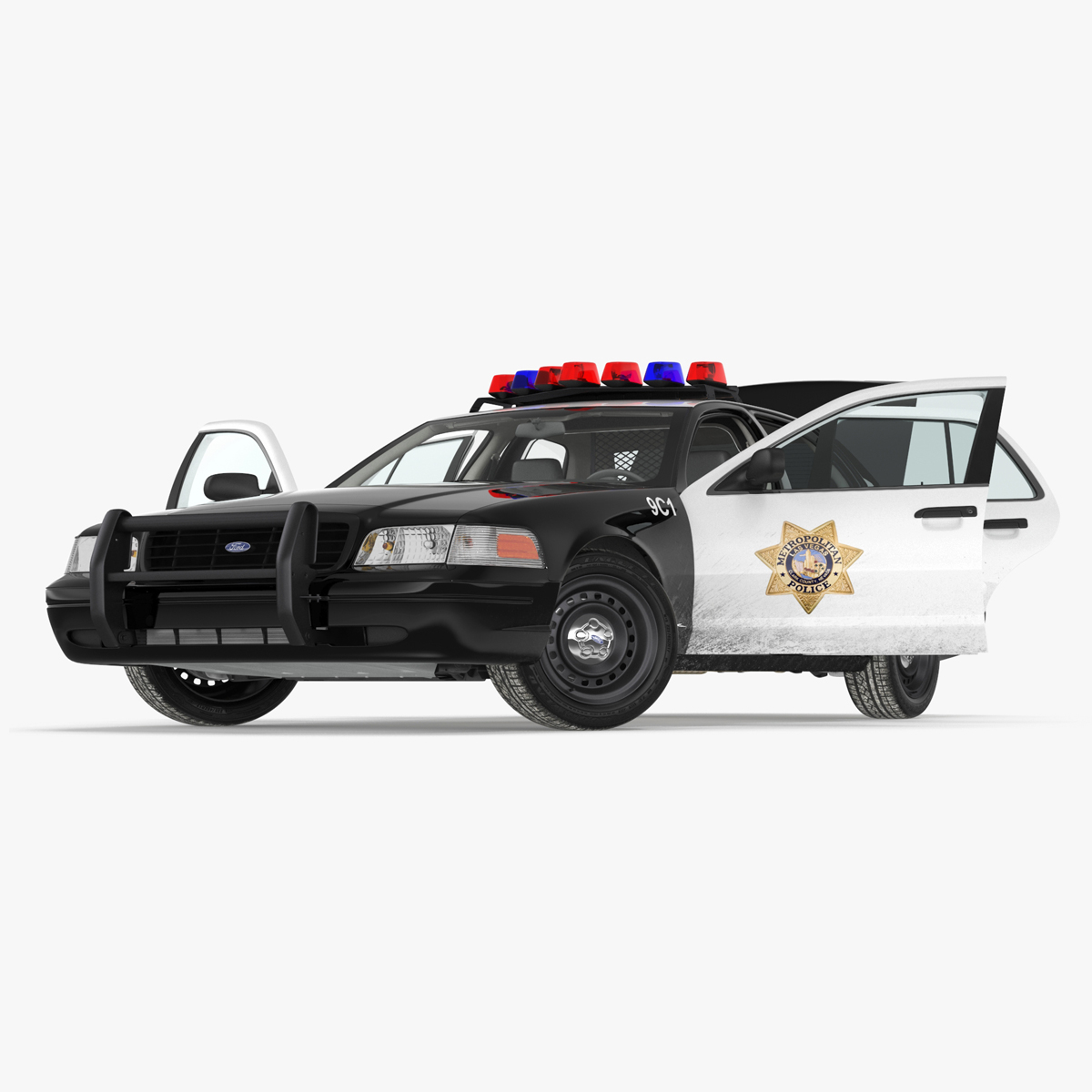 3D model Police Interceptor Sedan Ford Crown Victoria Rigged for Cinema 4D