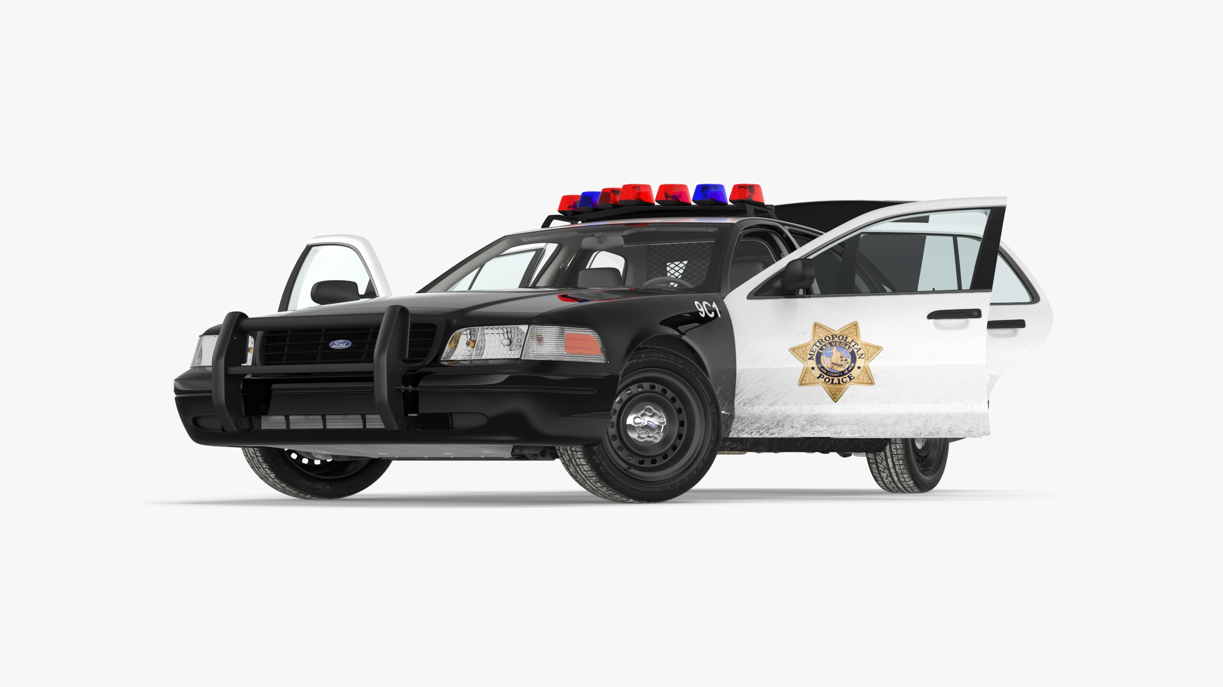 3D model Police Interceptor Sedan Ford Crown Victoria Rigged for Cinema 4D