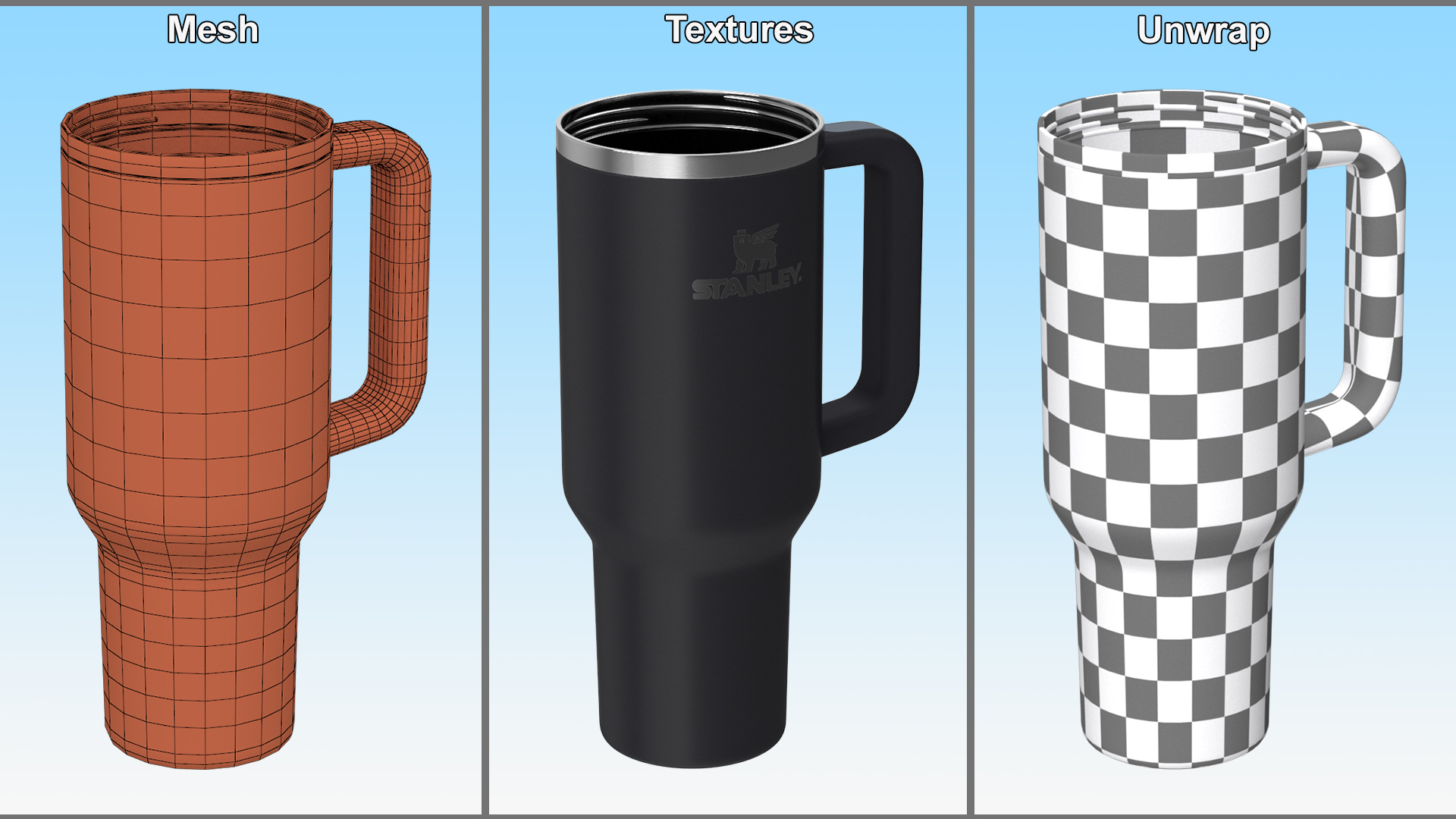 Stanley Insulated Travel Mug Black Open 3D model