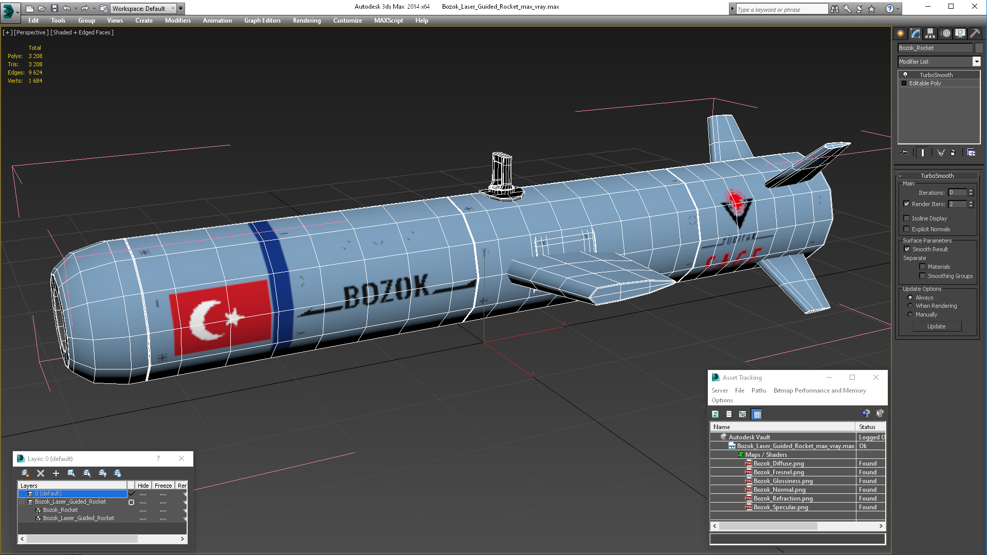 3D model Bozok Laser Guided Rocket