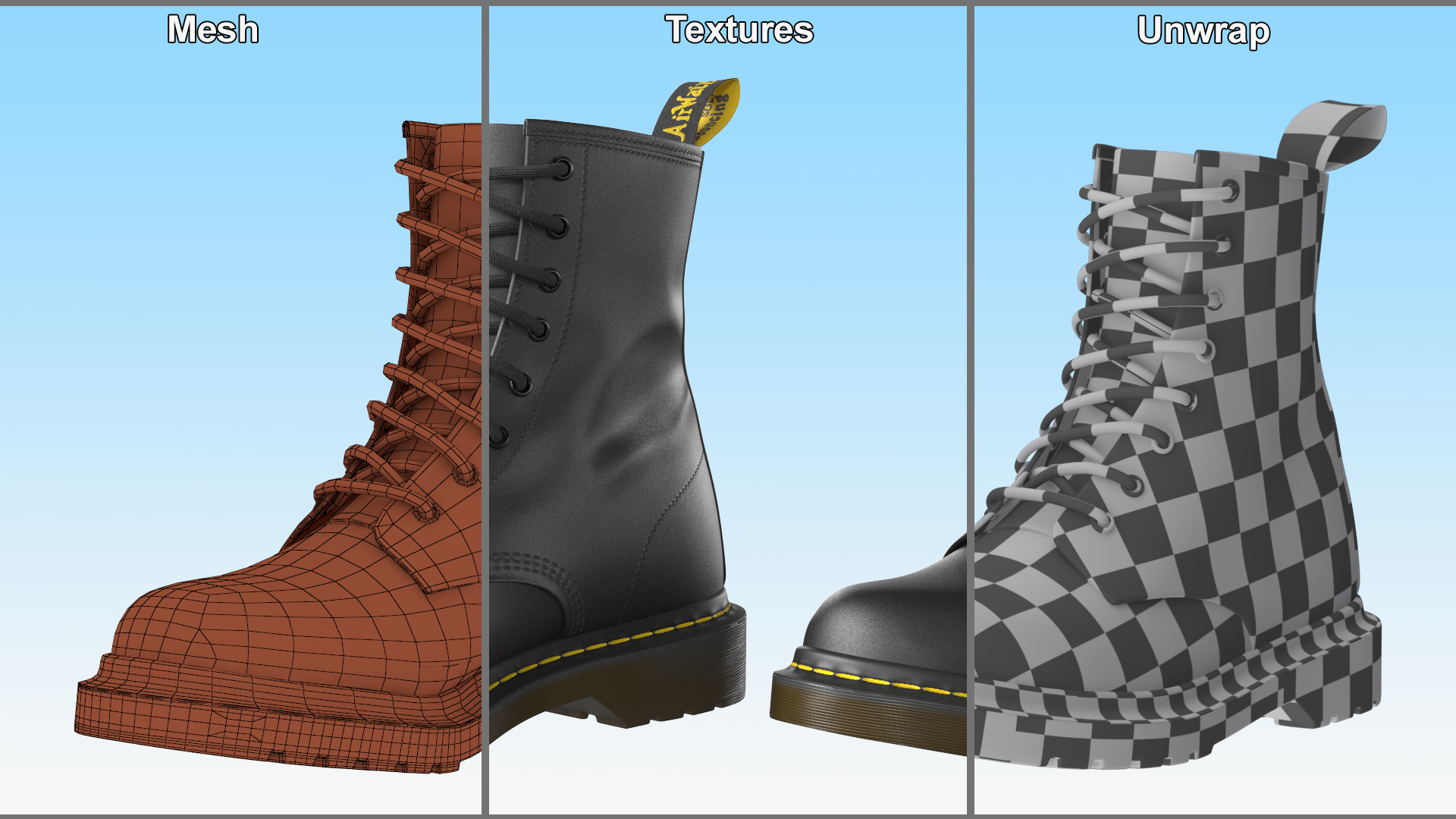 3D Dr Martens 1460 Smooth Black model
