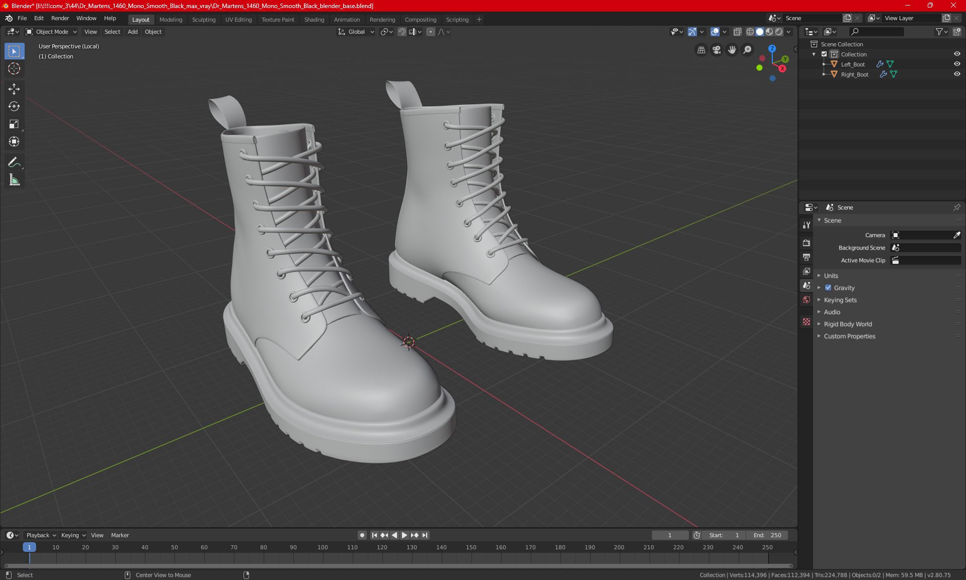 3D Dr Martens 1460 Smooth Black model