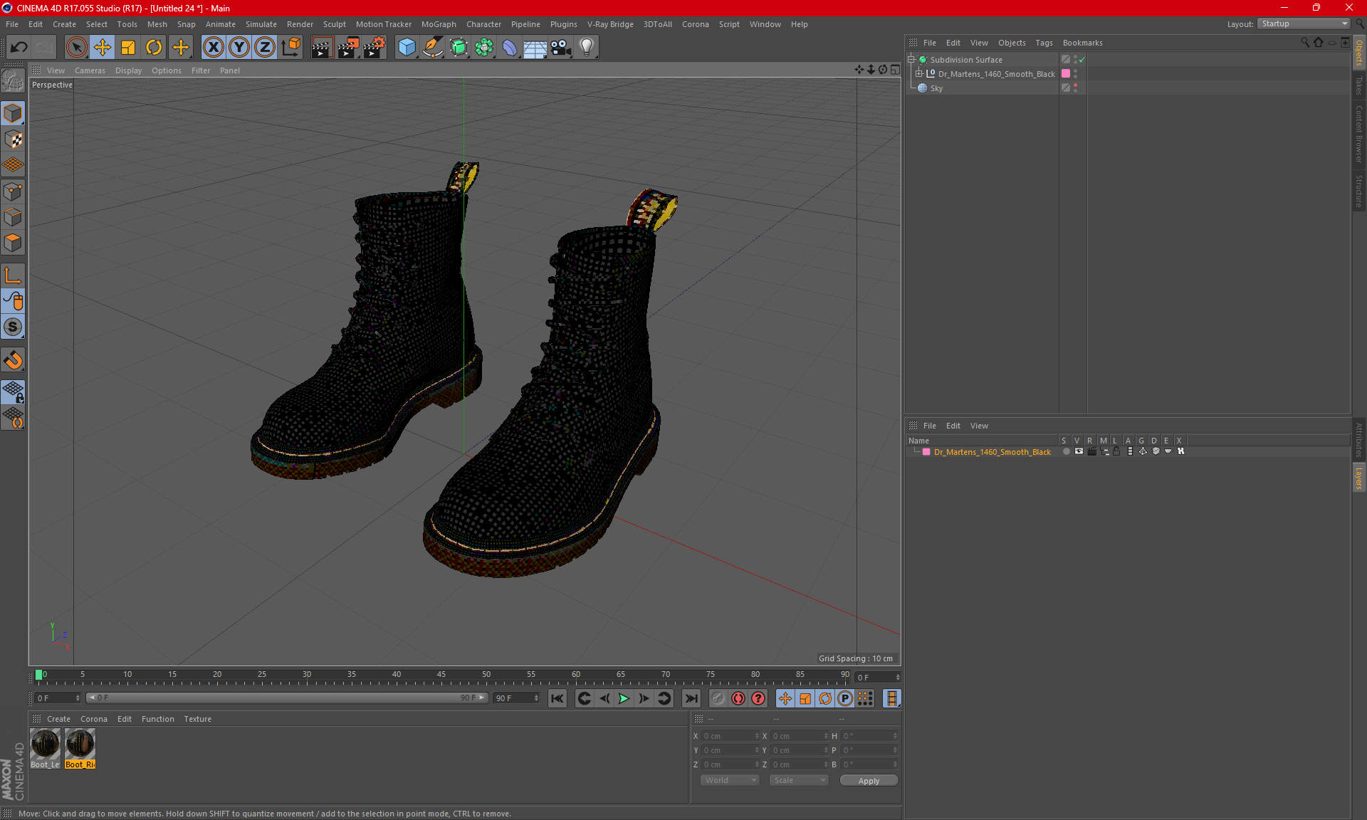 3D Dr Martens 1460 Smooth Black model