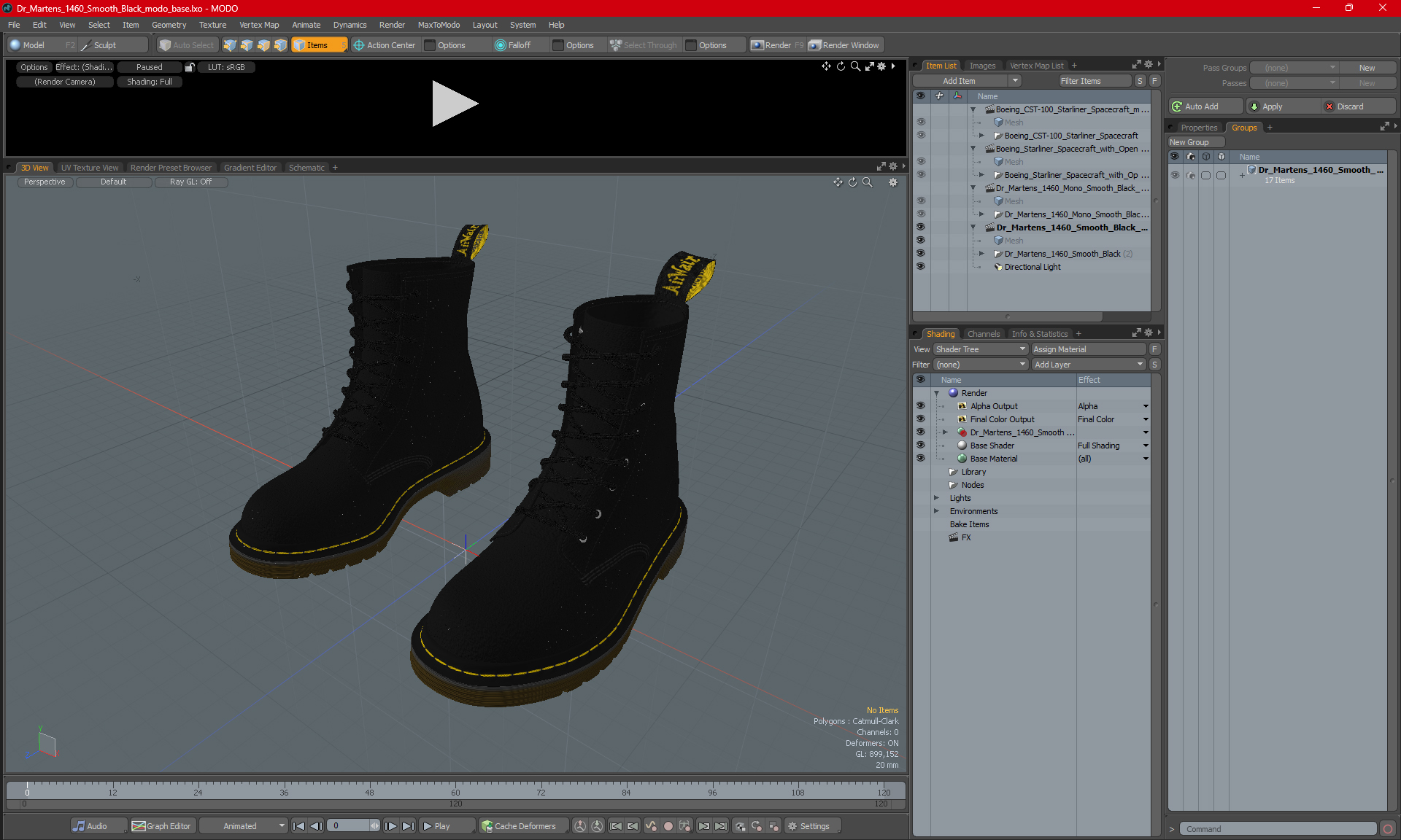 3D Dr Martens 1460 Smooth Black model