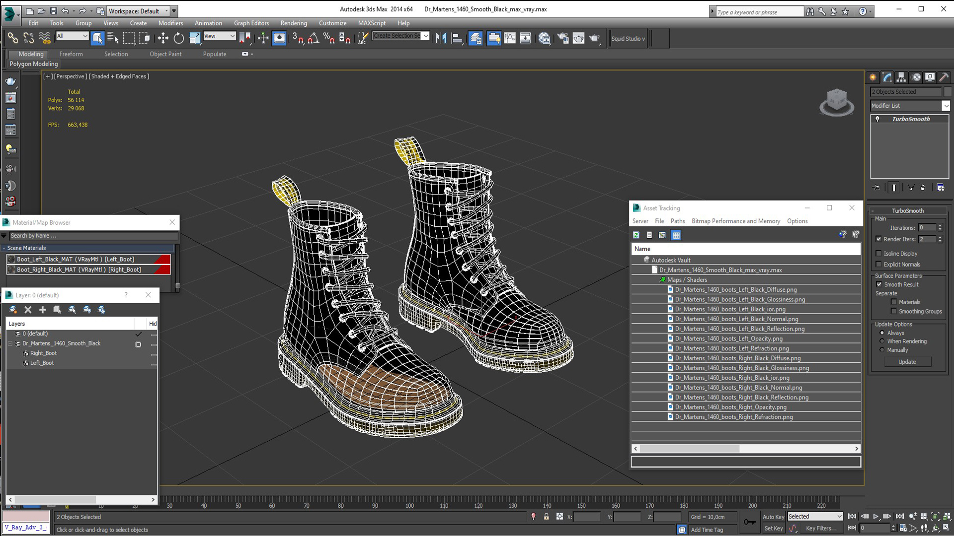 3D Dr Martens 1460 Smooth Black model