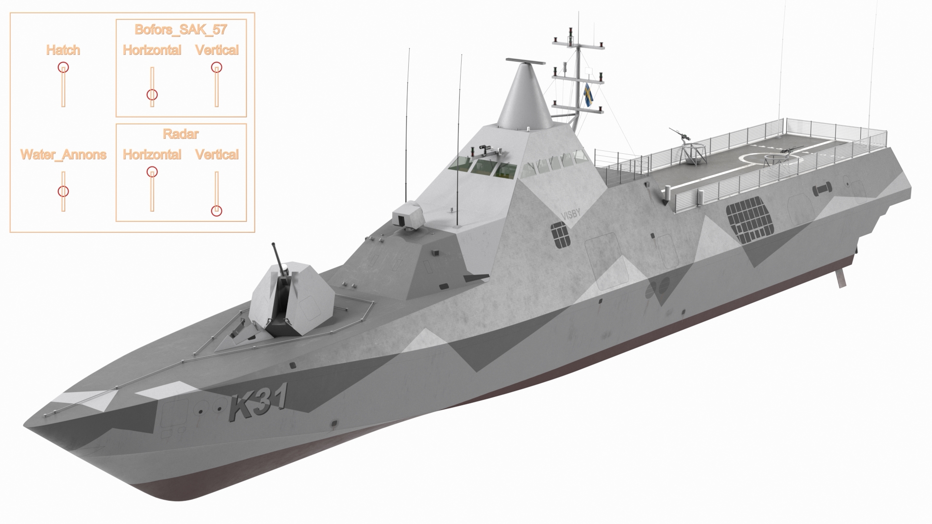Corvette Visby Class Rigged 3D