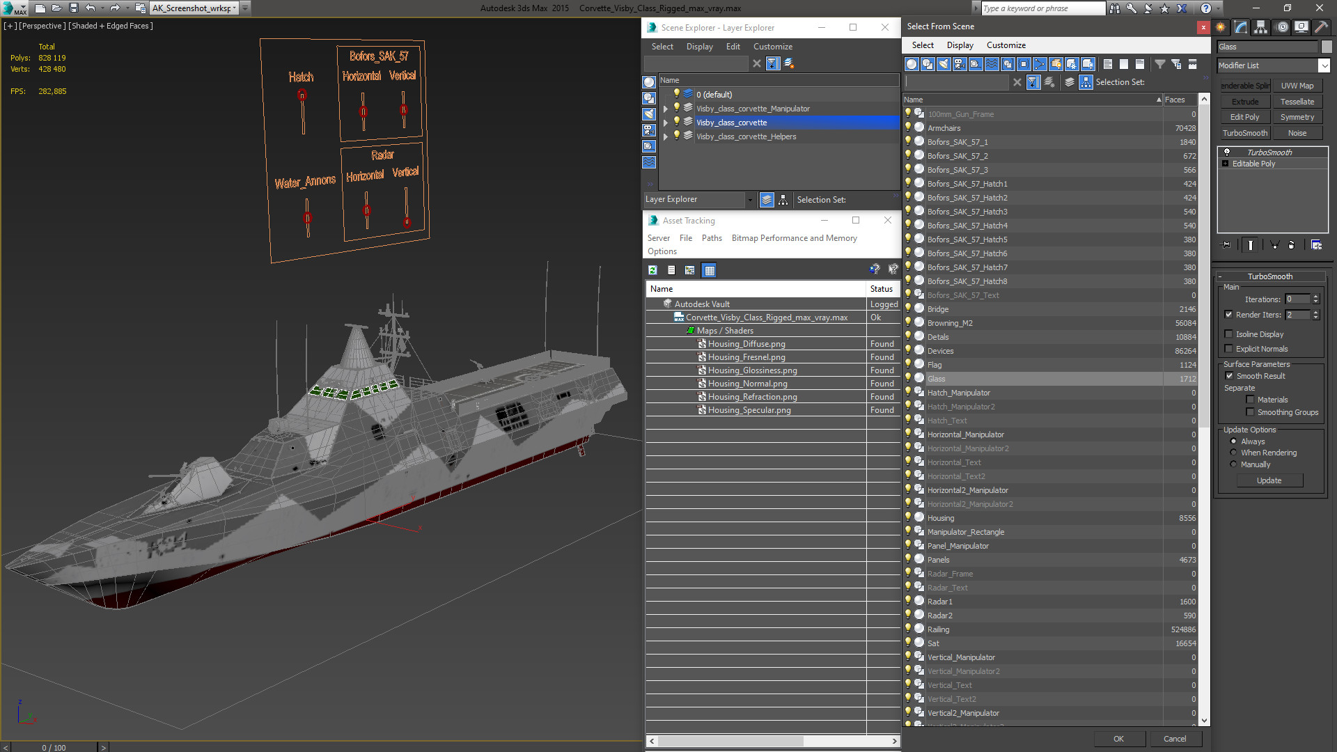 Corvette Visby Class Rigged 3D