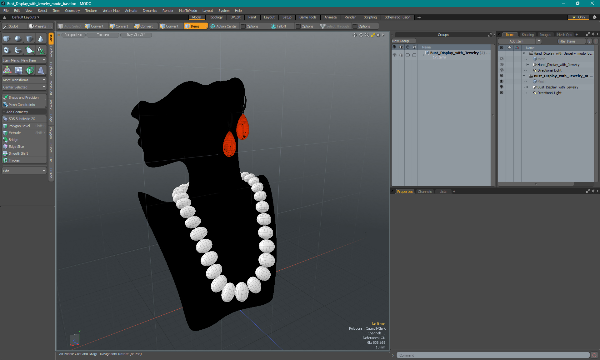 3D model Bust Display with Jewelry