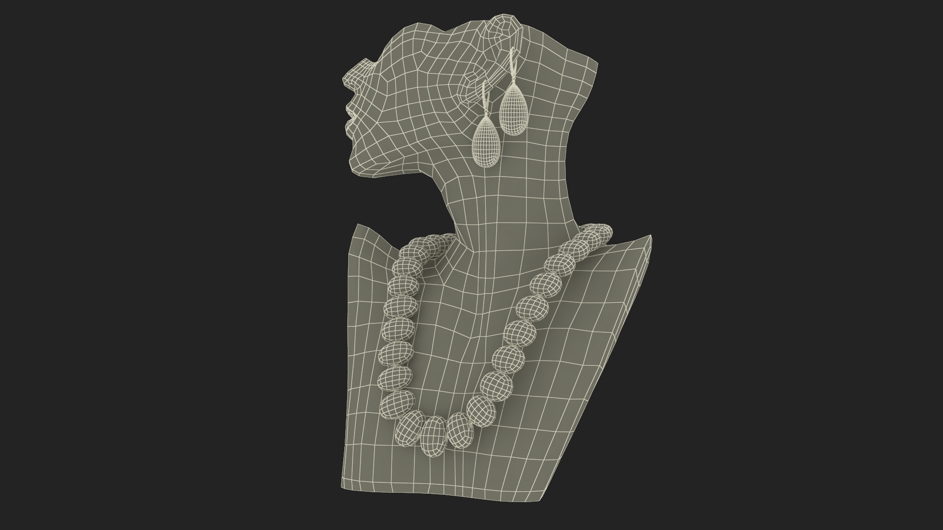 3D model Bust Display with Jewelry