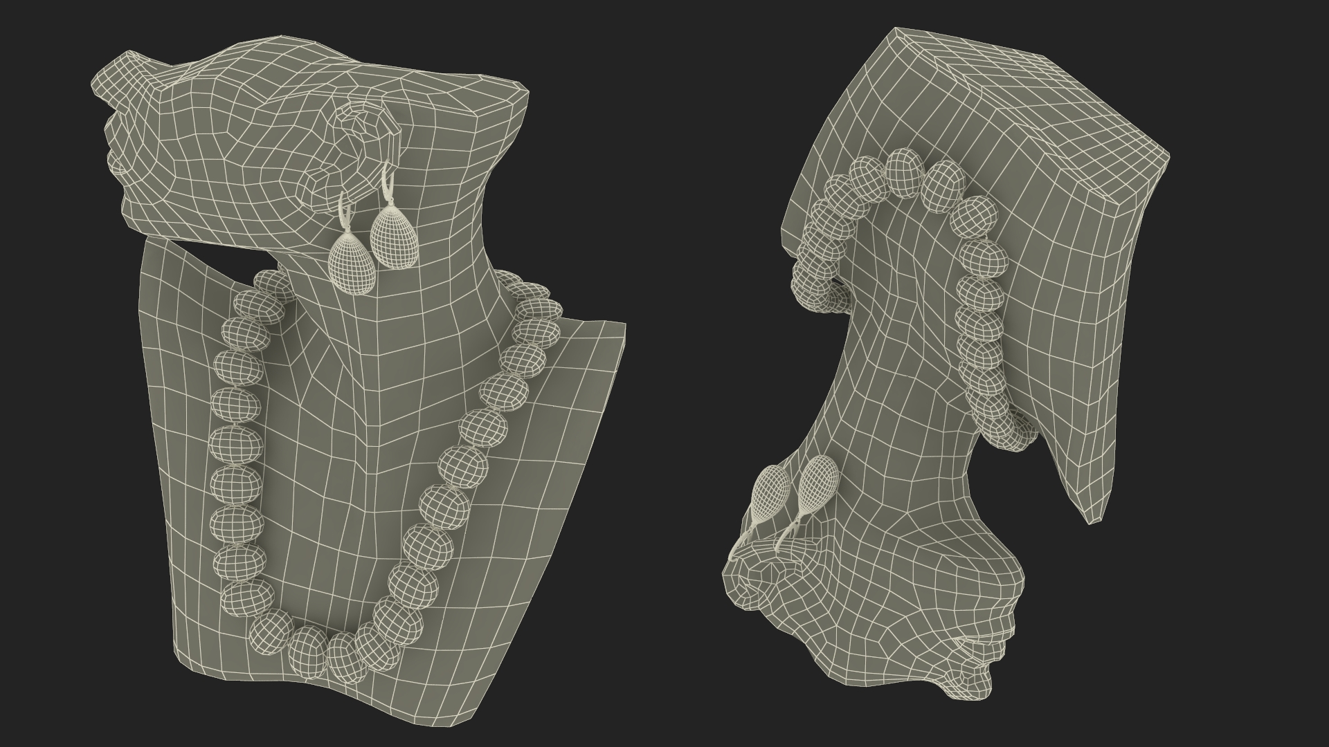 3D model Bust Display with Jewelry