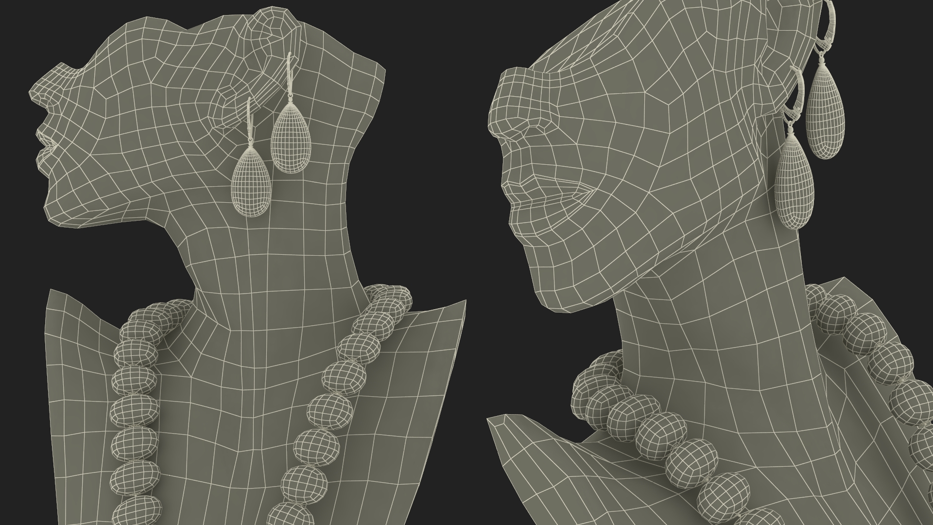 3D model Bust Display with Jewelry