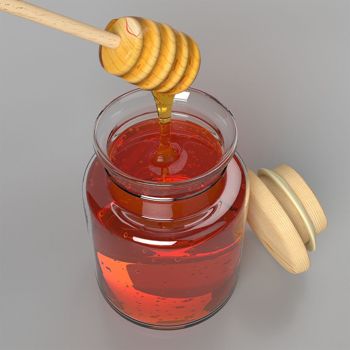 3D Honey Bottle witrh Honey Drizzler model
