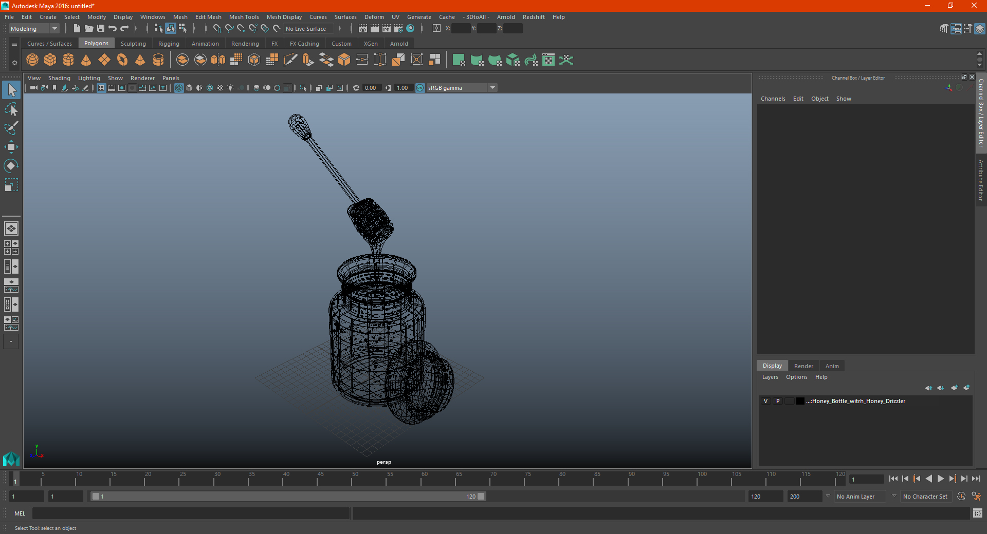 3D Honey Bottle witrh Honey Drizzler model