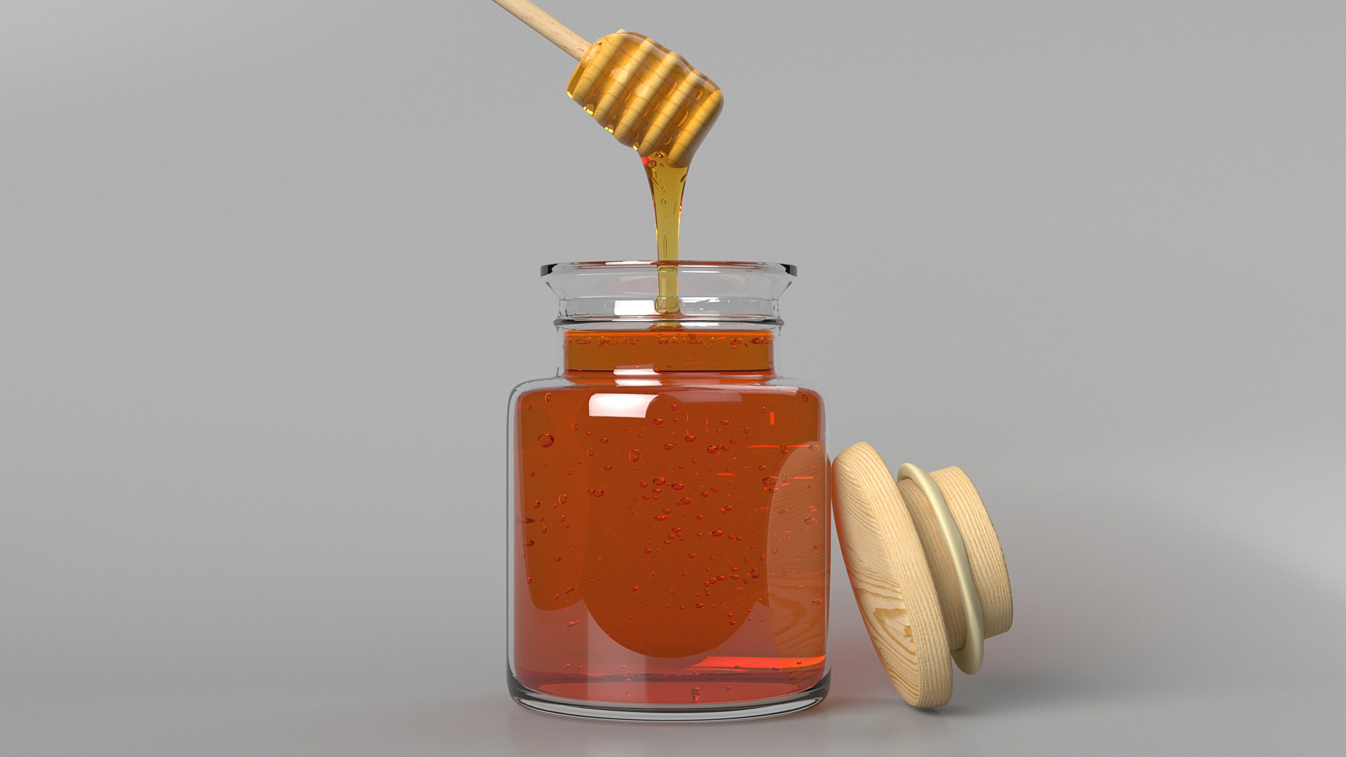 3D Honey Bottle witrh Honey Drizzler model