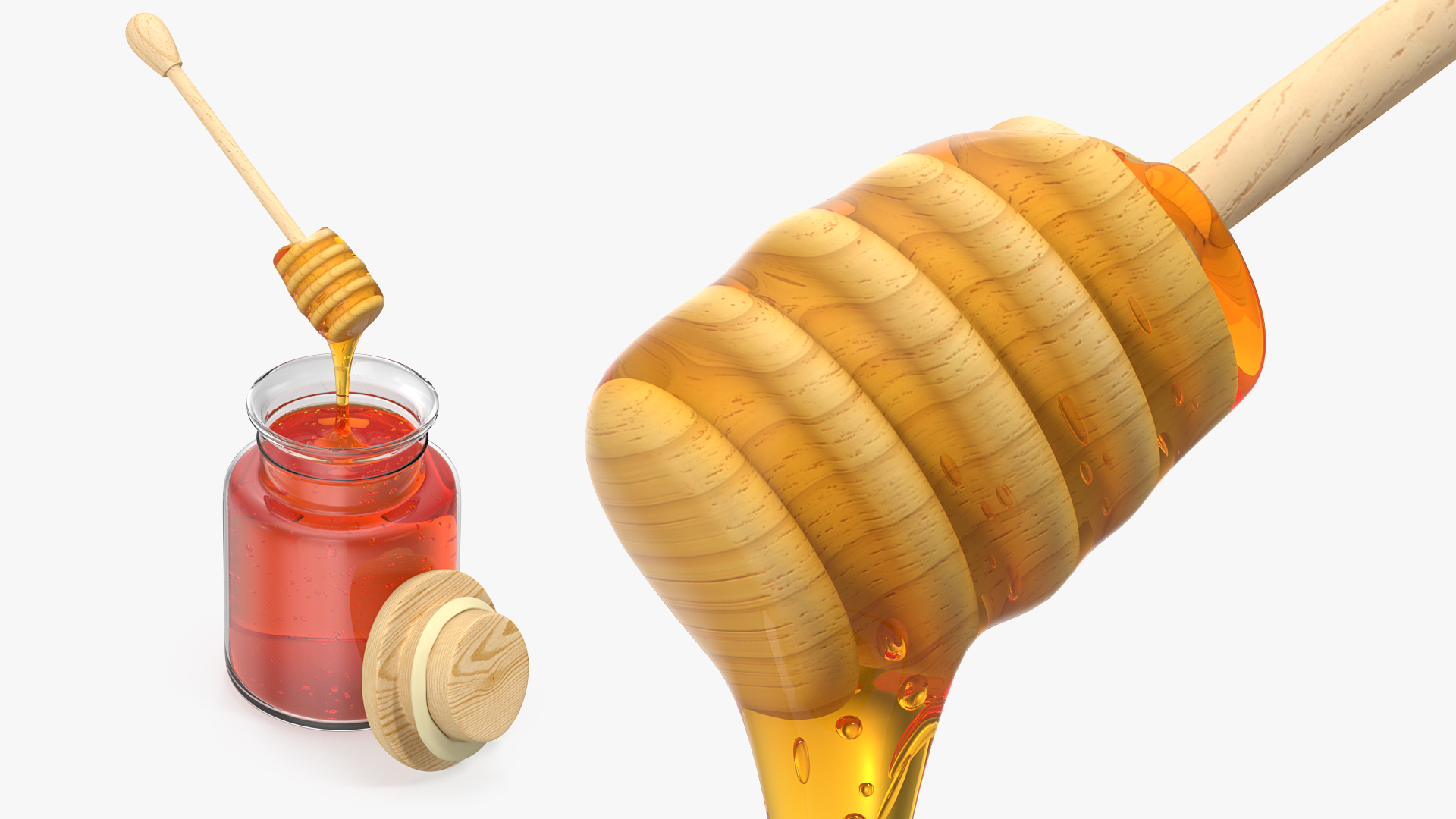 3D Honey Bottle witrh Honey Drizzler model