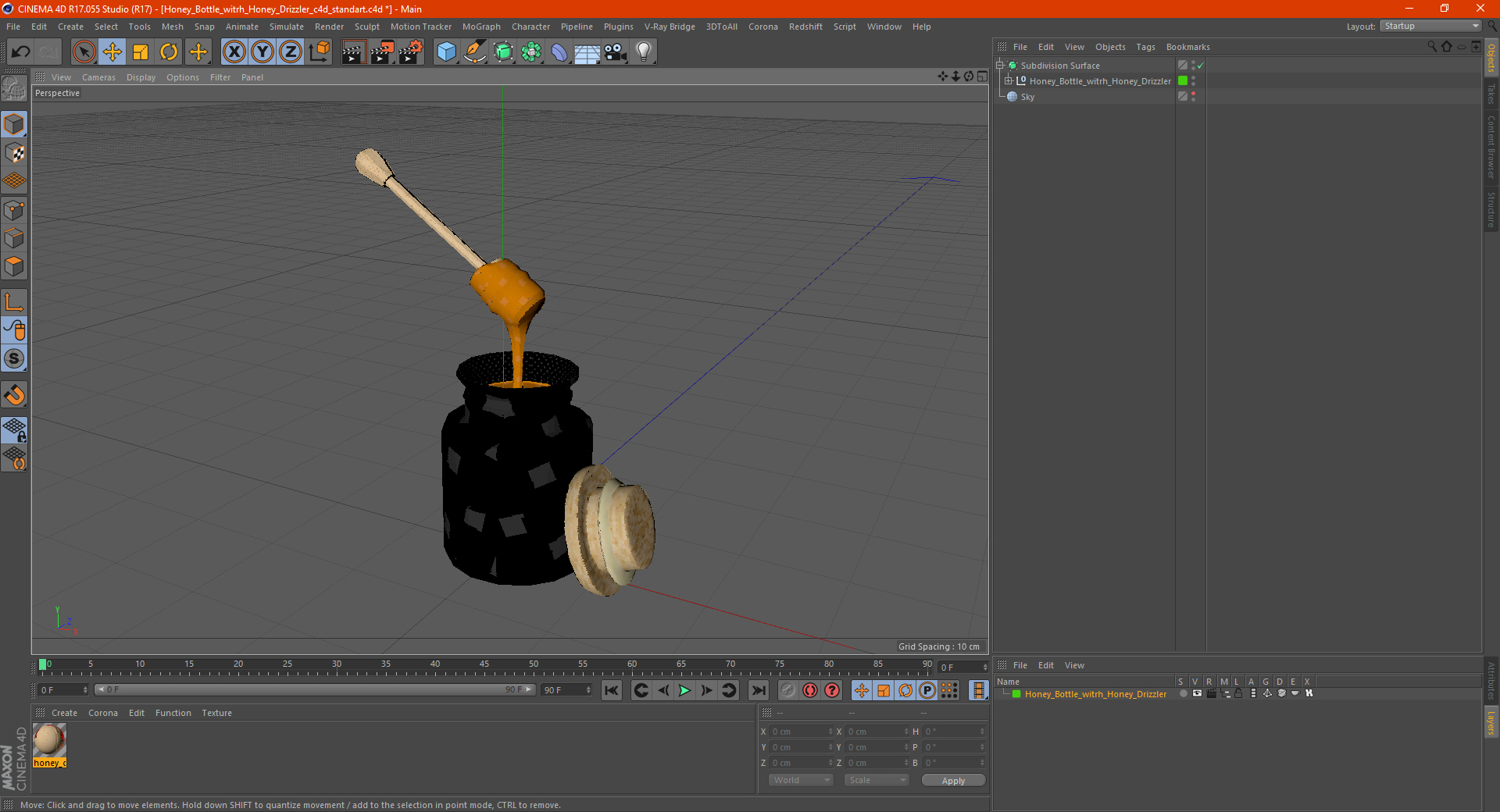 3D Honey Bottle witrh Honey Drizzler model