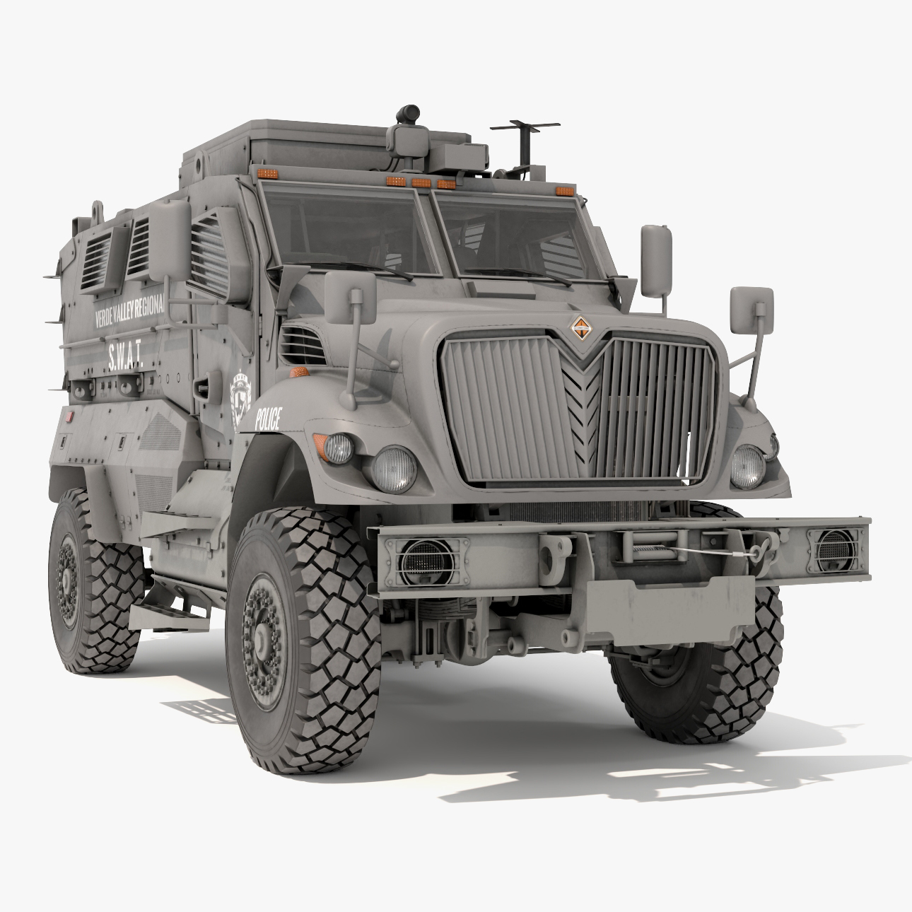 3D Police SWAT Armored Vehicle Grey Rigged for Maya model
