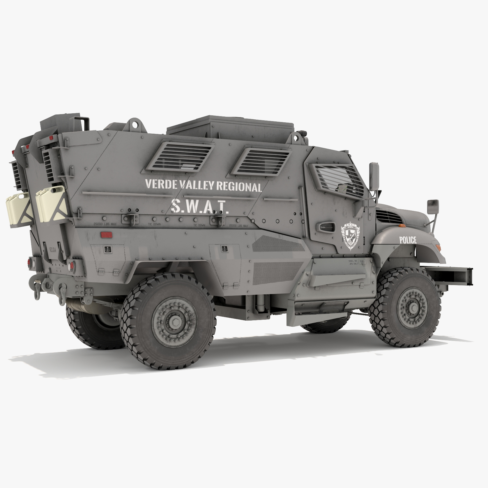 3D Police SWAT Armored Vehicle Grey Rigged for Maya model