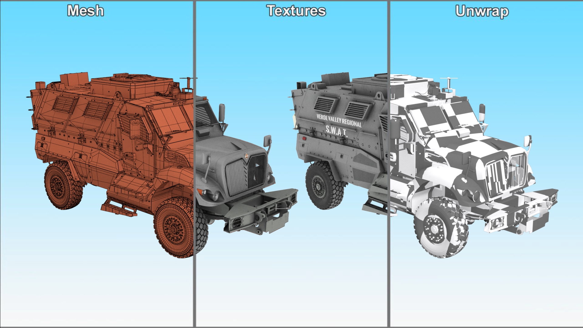 3D Police SWAT Armored Vehicle Grey Rigged for Maya model