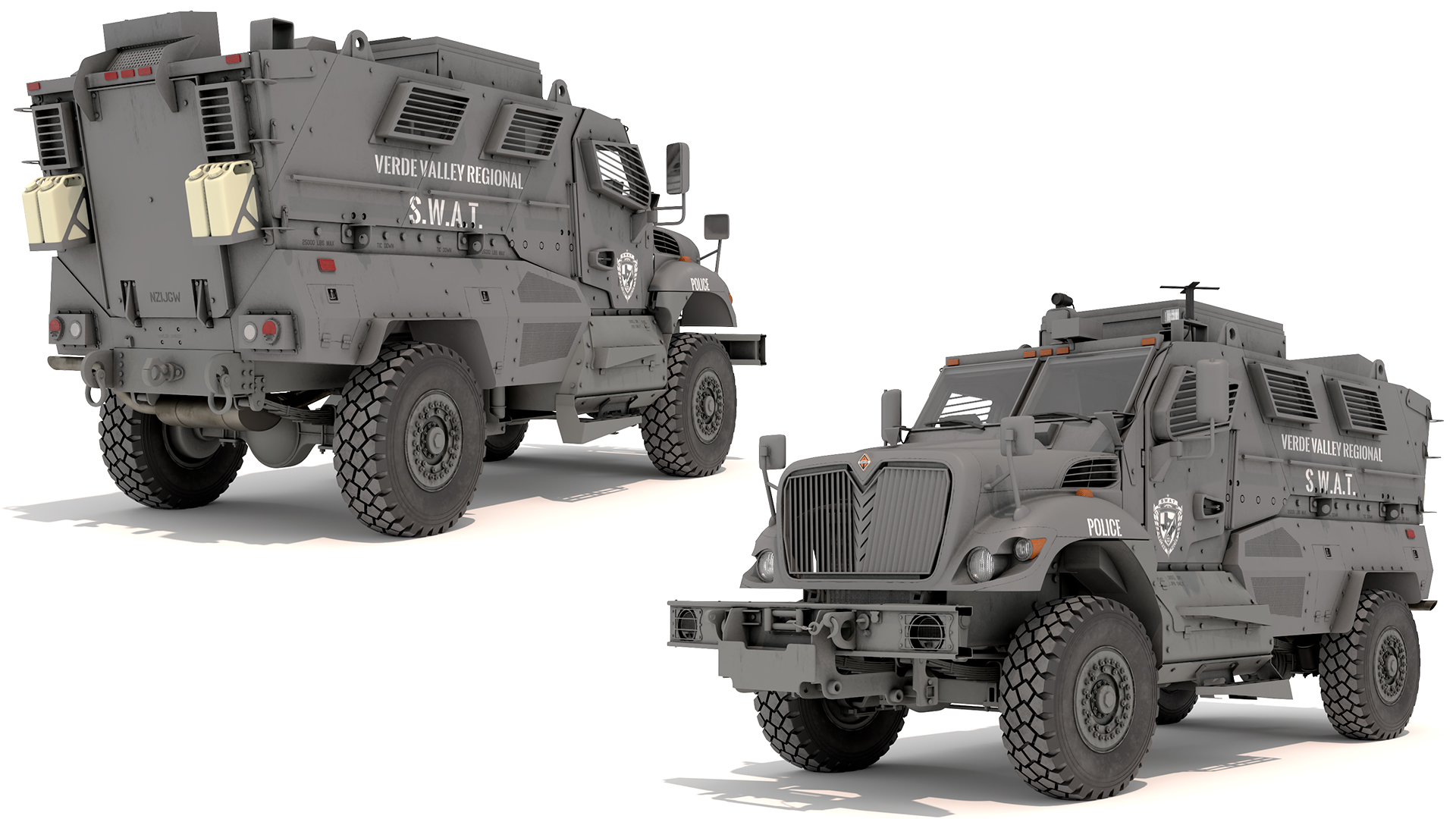 3D Police SWAT Armored Vehicle Grey Rigged for Maya model