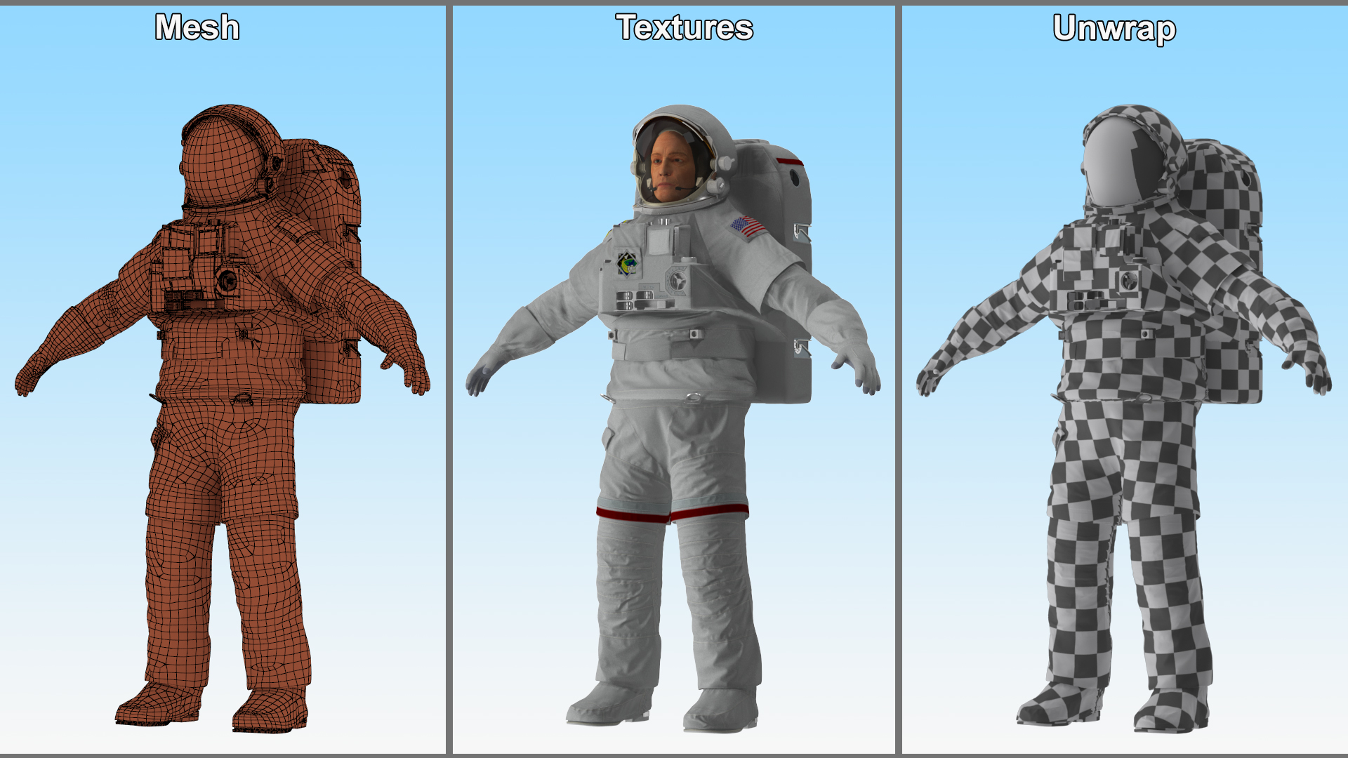Astronaut Spacesuit with Portable Life Support System Rigged for Maya 3D model