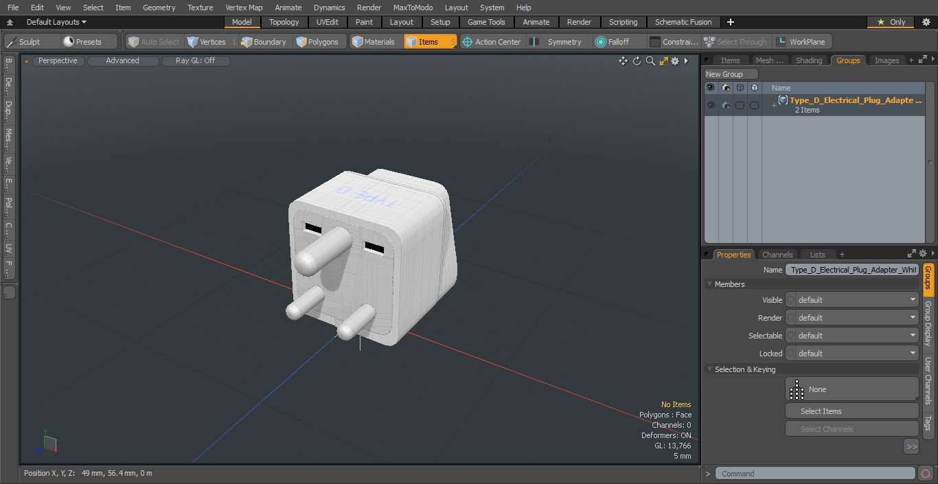 3D Type D Electrical Plug Adapter White