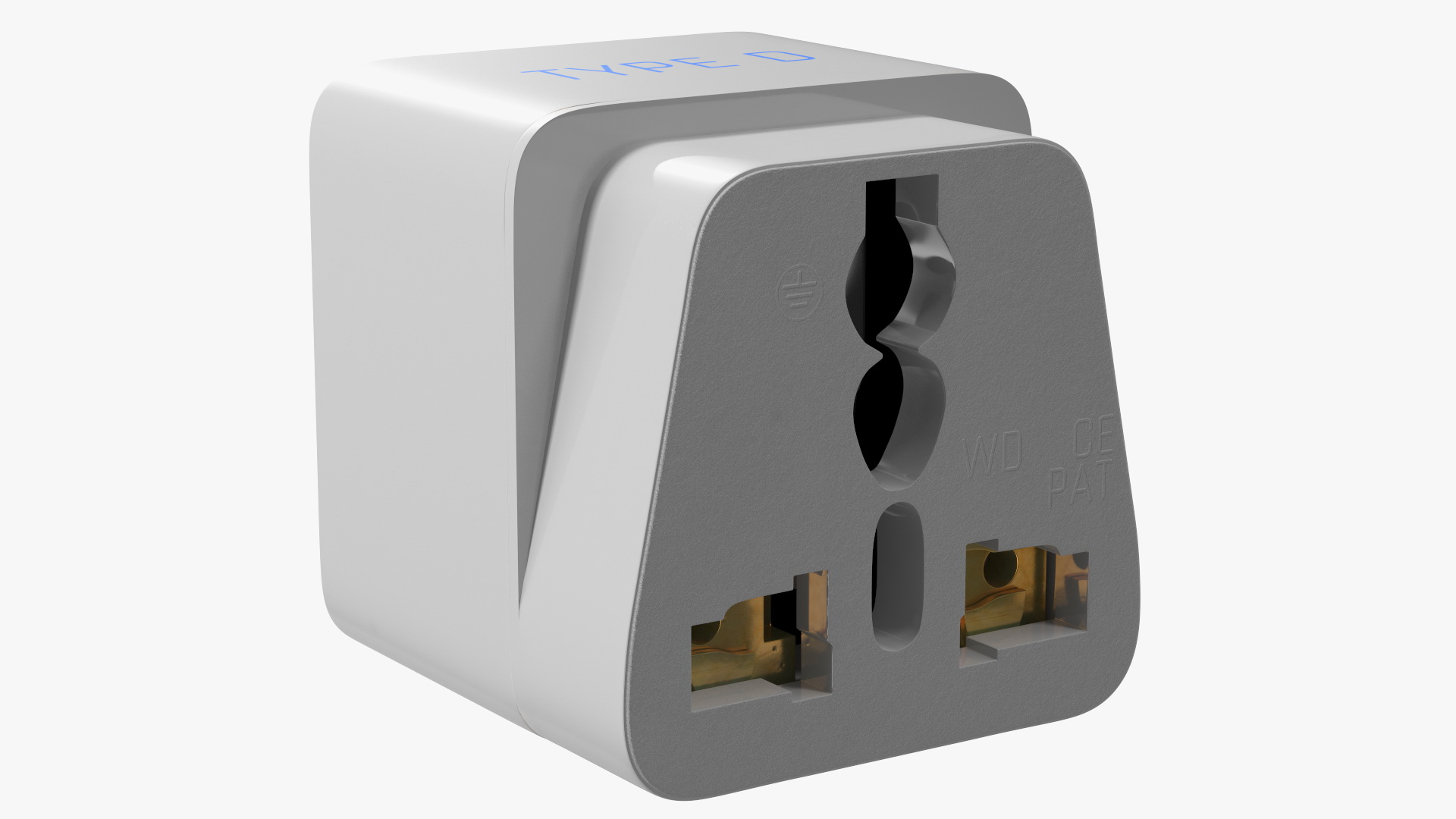3D Type D Electrical Plug Adapter White