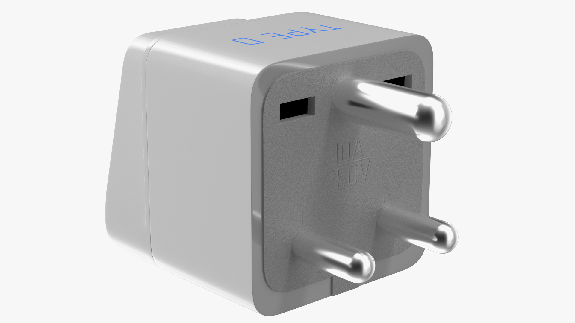 3D Type D Electrical Plug Adapter White