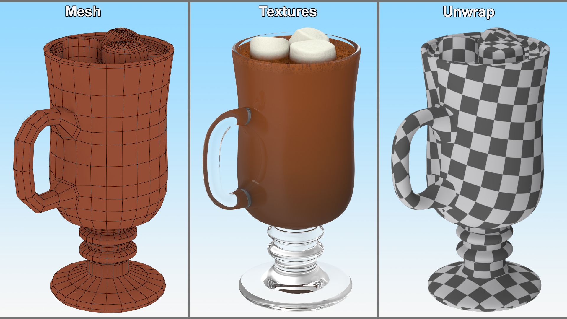 3D Irish Glass Hot Chocolate with Marshmallows model