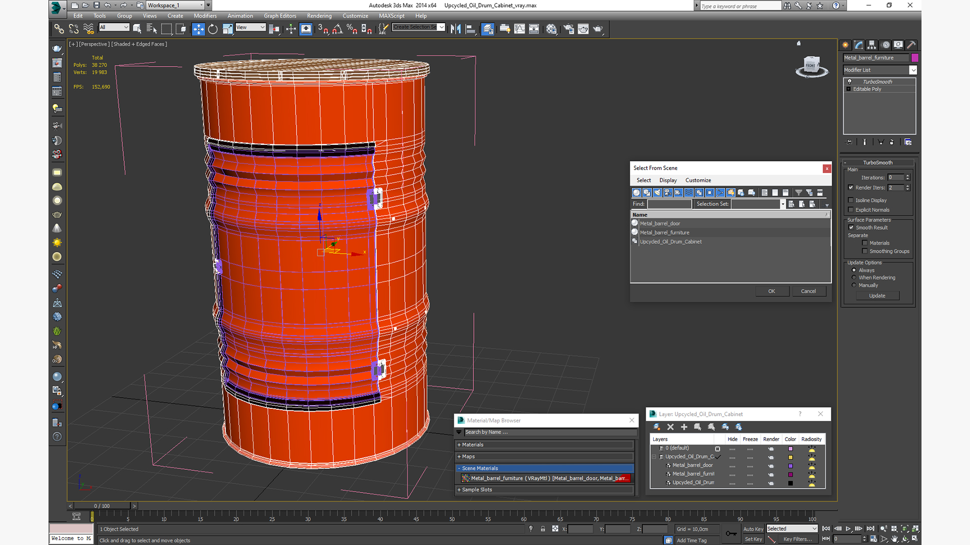3D model Upcycled Oil Drum Cabinet