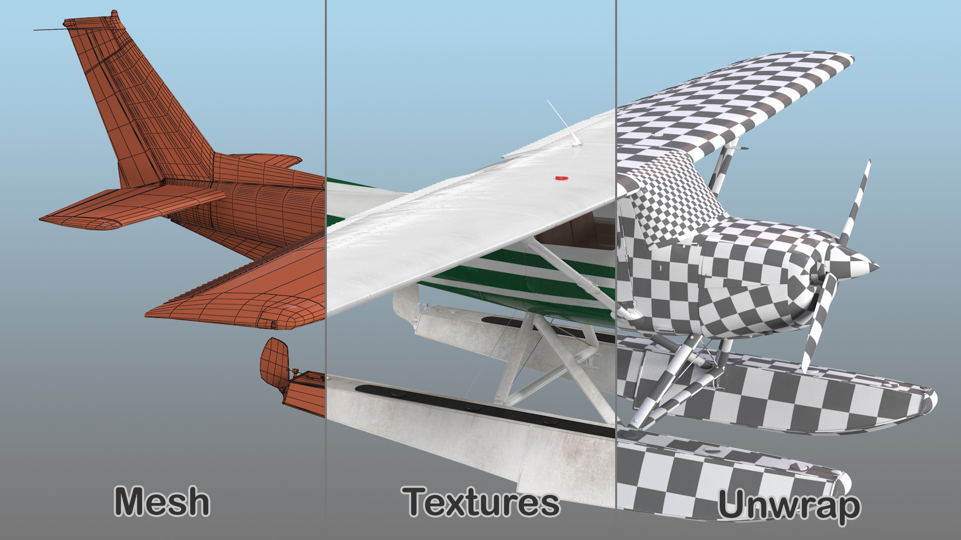 Light Floatplane Aircraft Rigged 3D