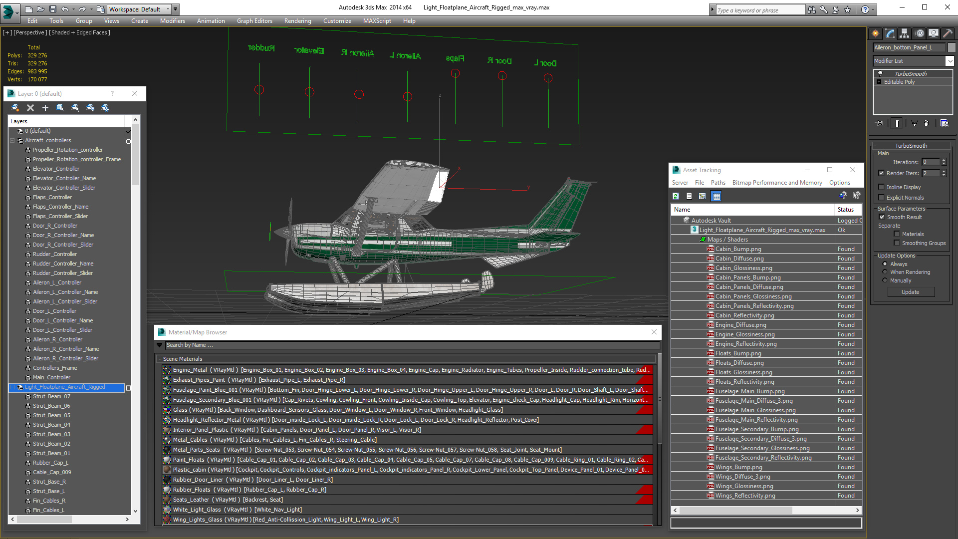 Light Floatplane Aircraft Rigged 3D