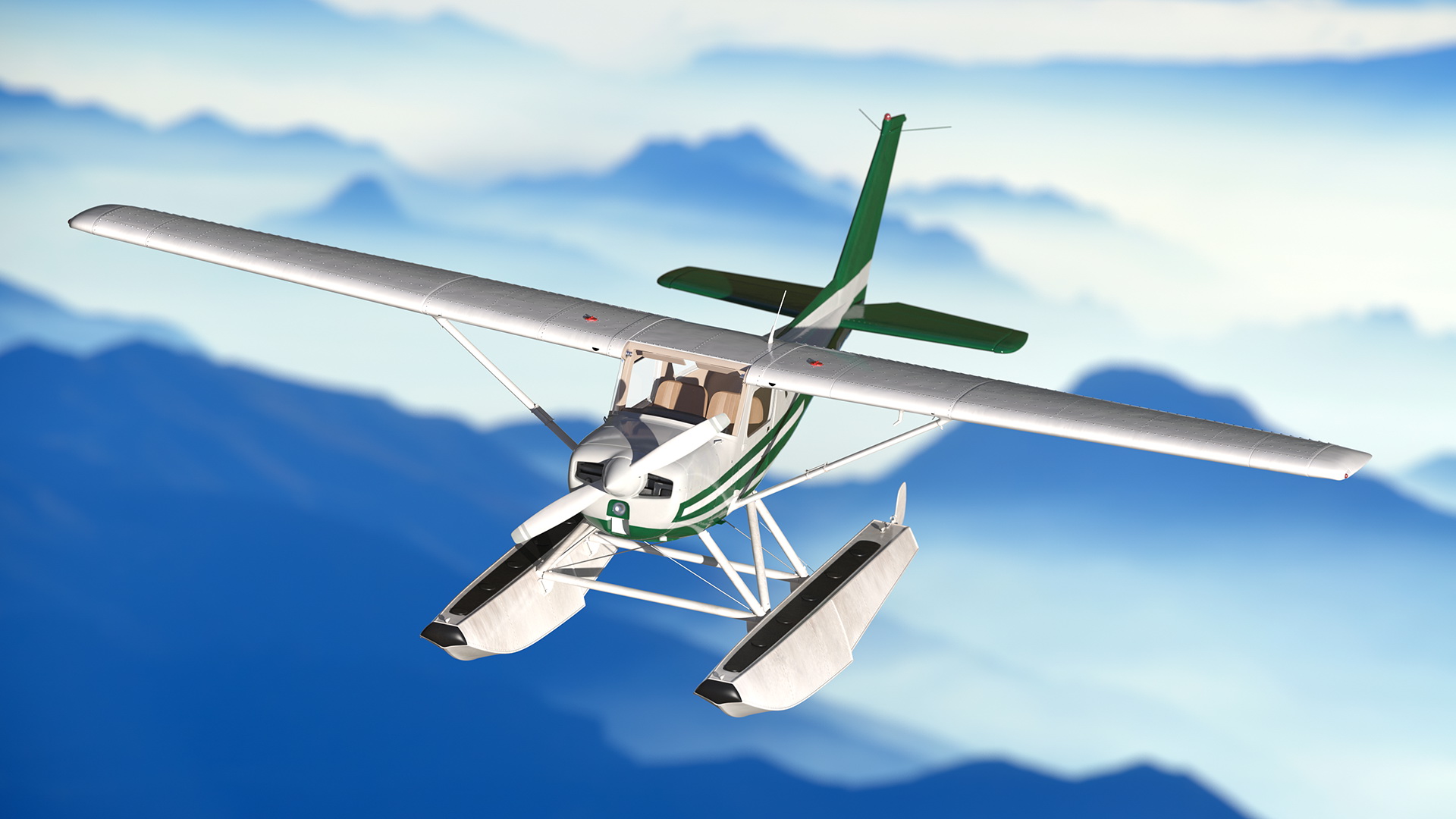 Light Floatplane Aircraft Rigged 3D