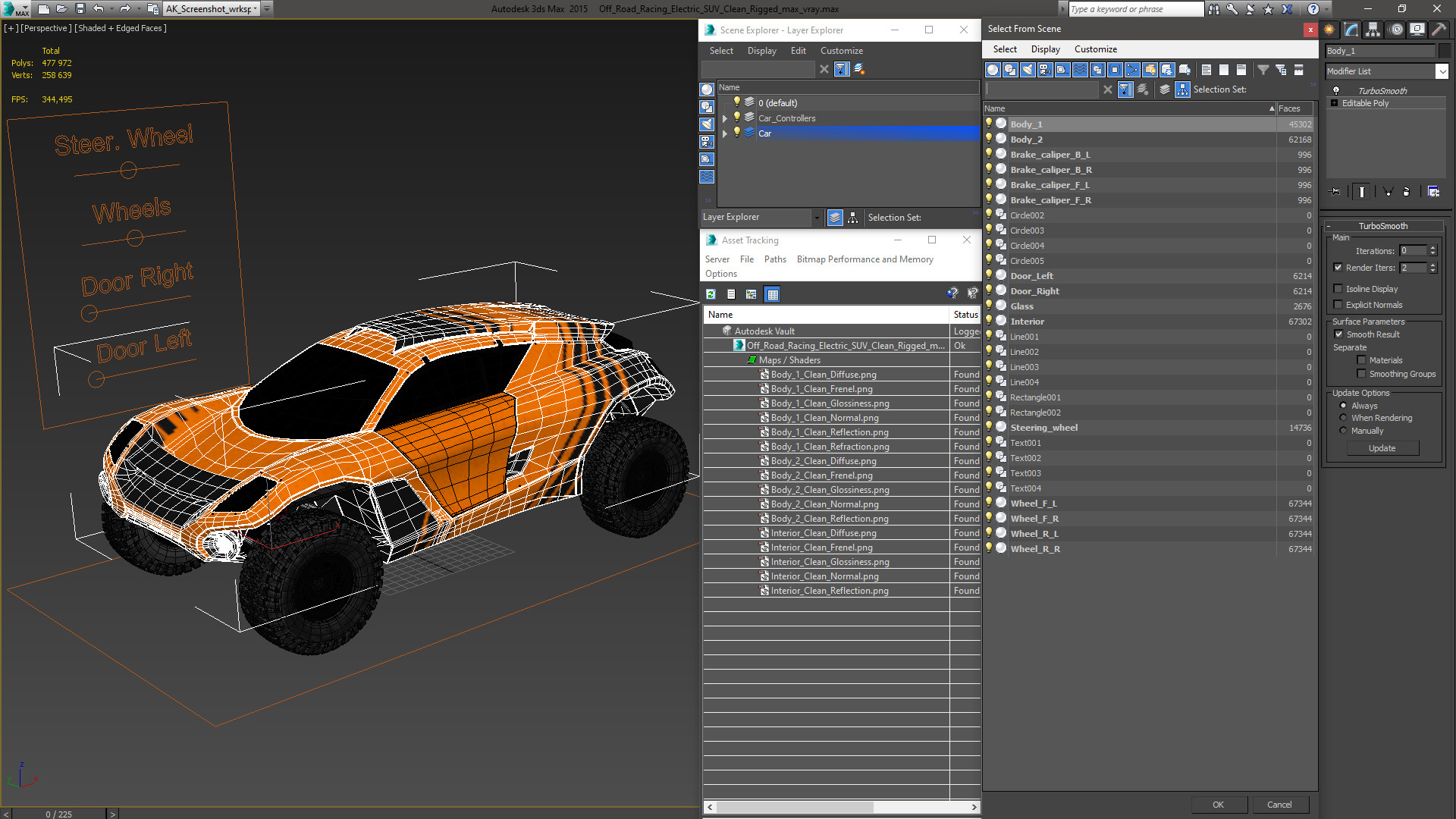 3D Off Road Racing Electric SUV Clean Rigged