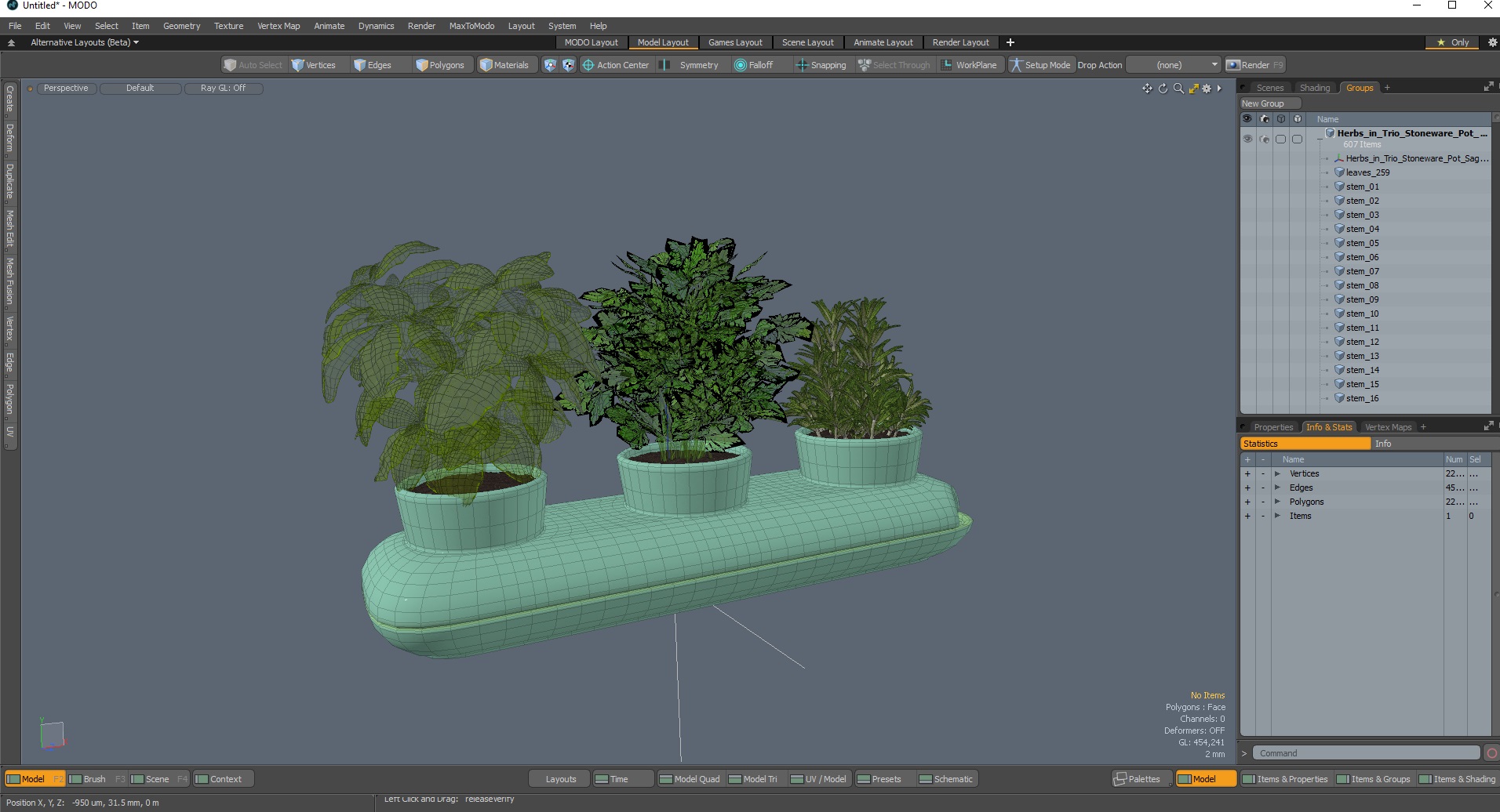 Herbs in Trio Stoneware Pot Sagaform Green 3D