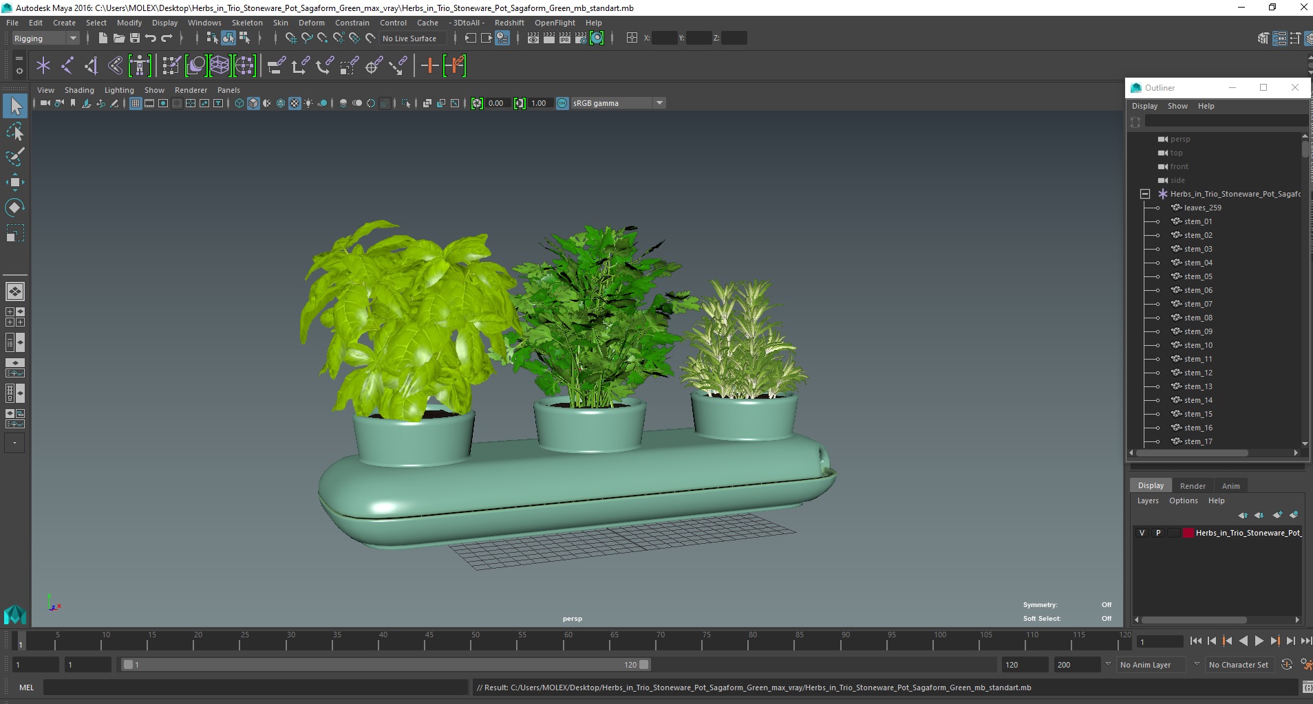 Herbs in Trio Stoneware Pot Sagaform Green 3D