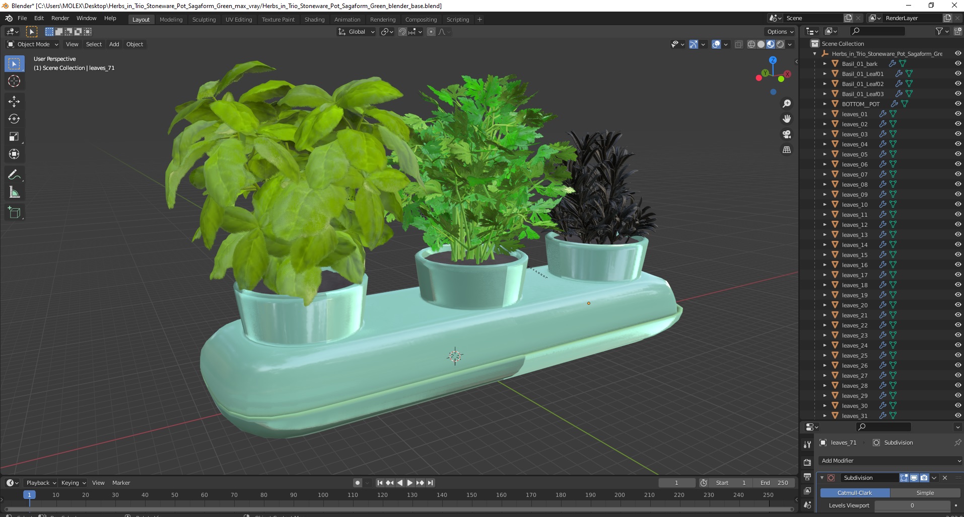 Herbs in Trio Stoneware Pot Sagaform Green 3D