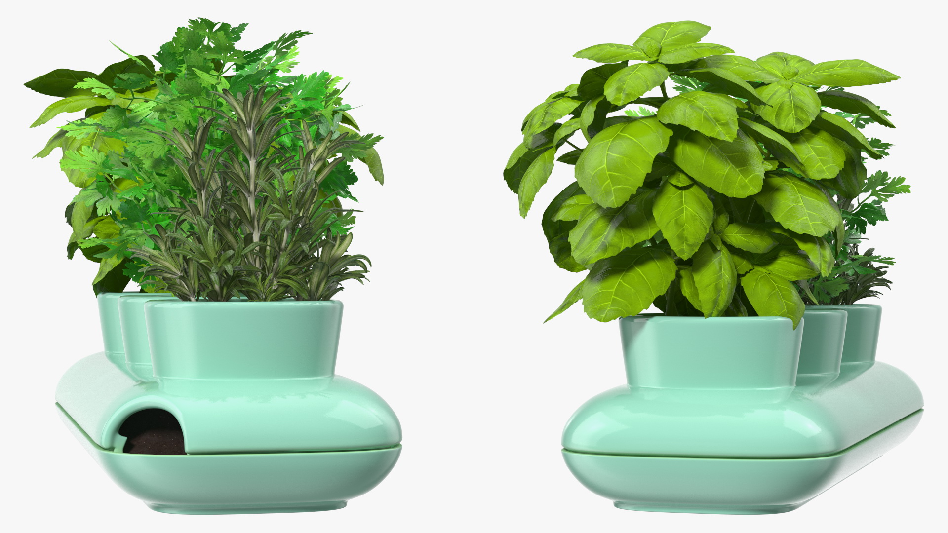 Herbs in Trio Stoneware Pot Sagaform Green 3D