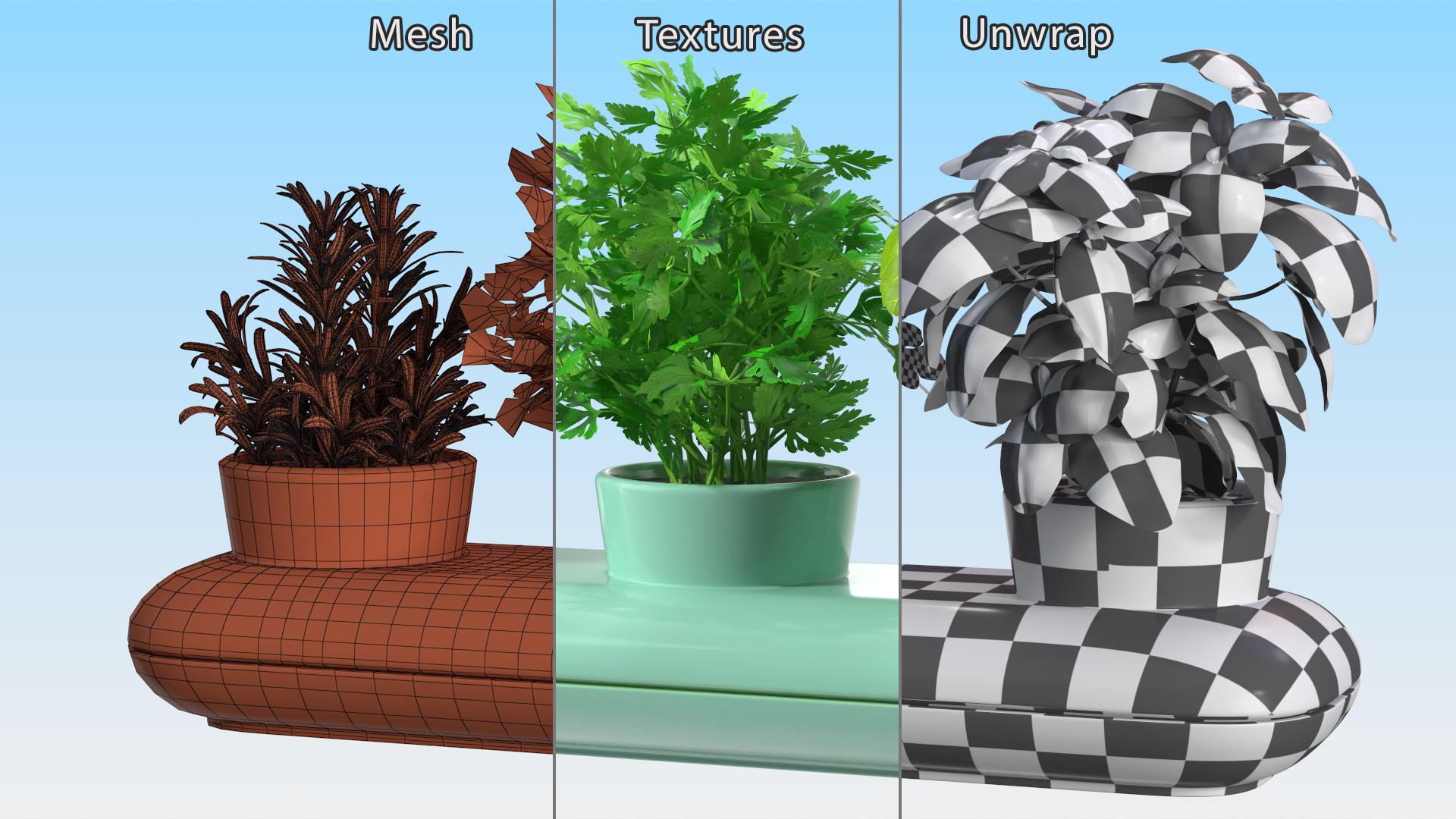 Herbs in Trio Stoneware Pot Sagaform Green 3D