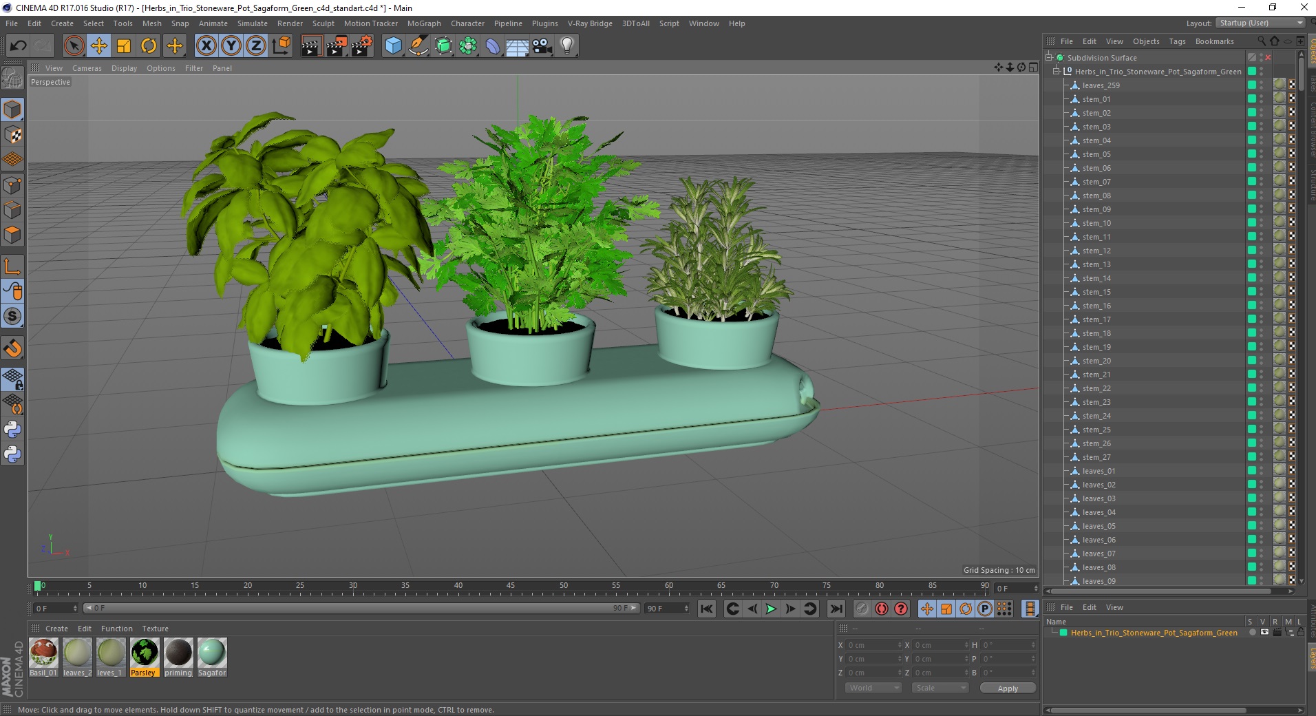 Herbs in Trio Stoneware Pot Sagaform Green 3D