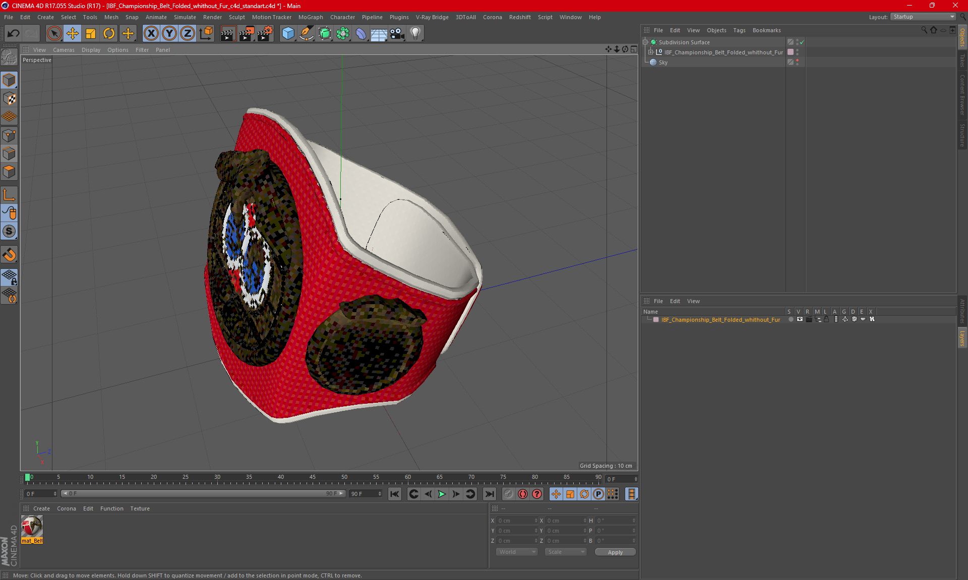 3D IBF Championship Belt Folded whithout Fur