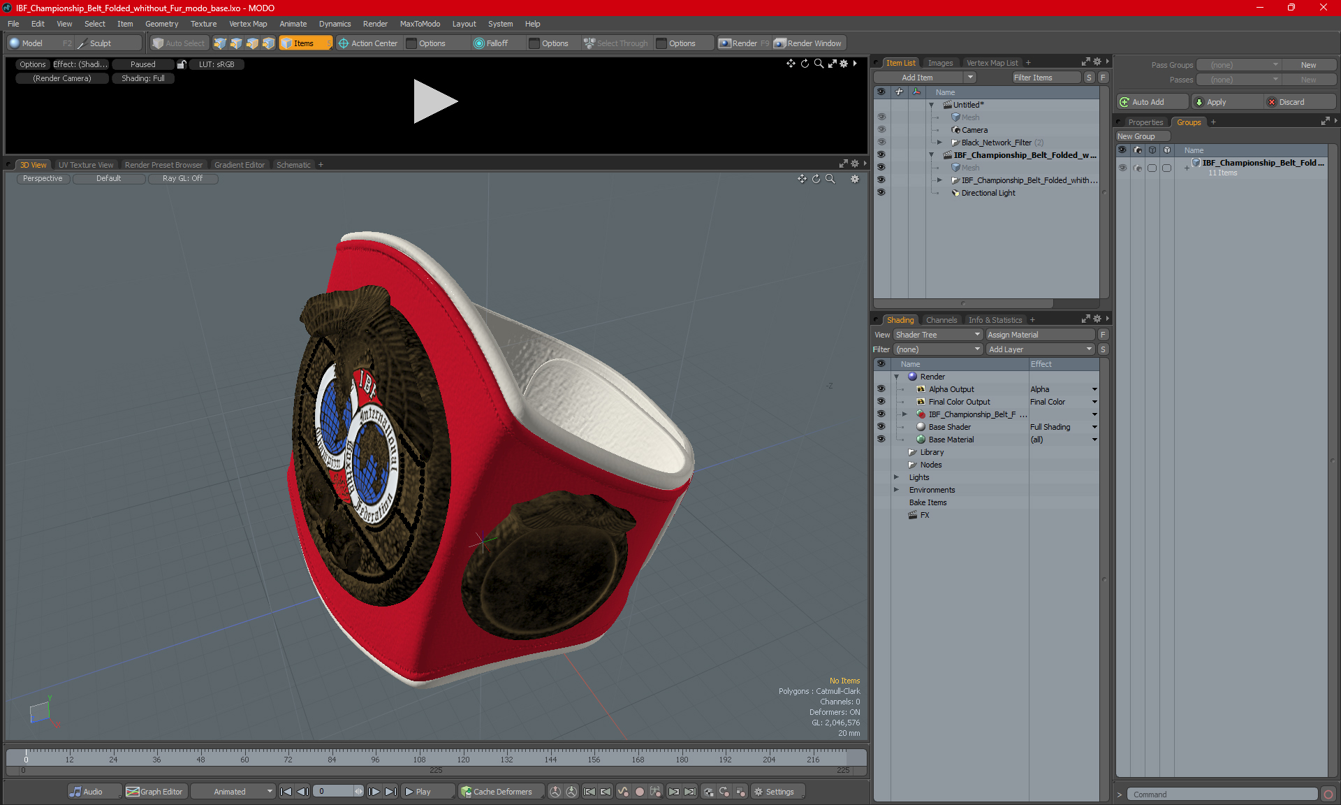 3D IBF Championship Belt Folded whithout Fur