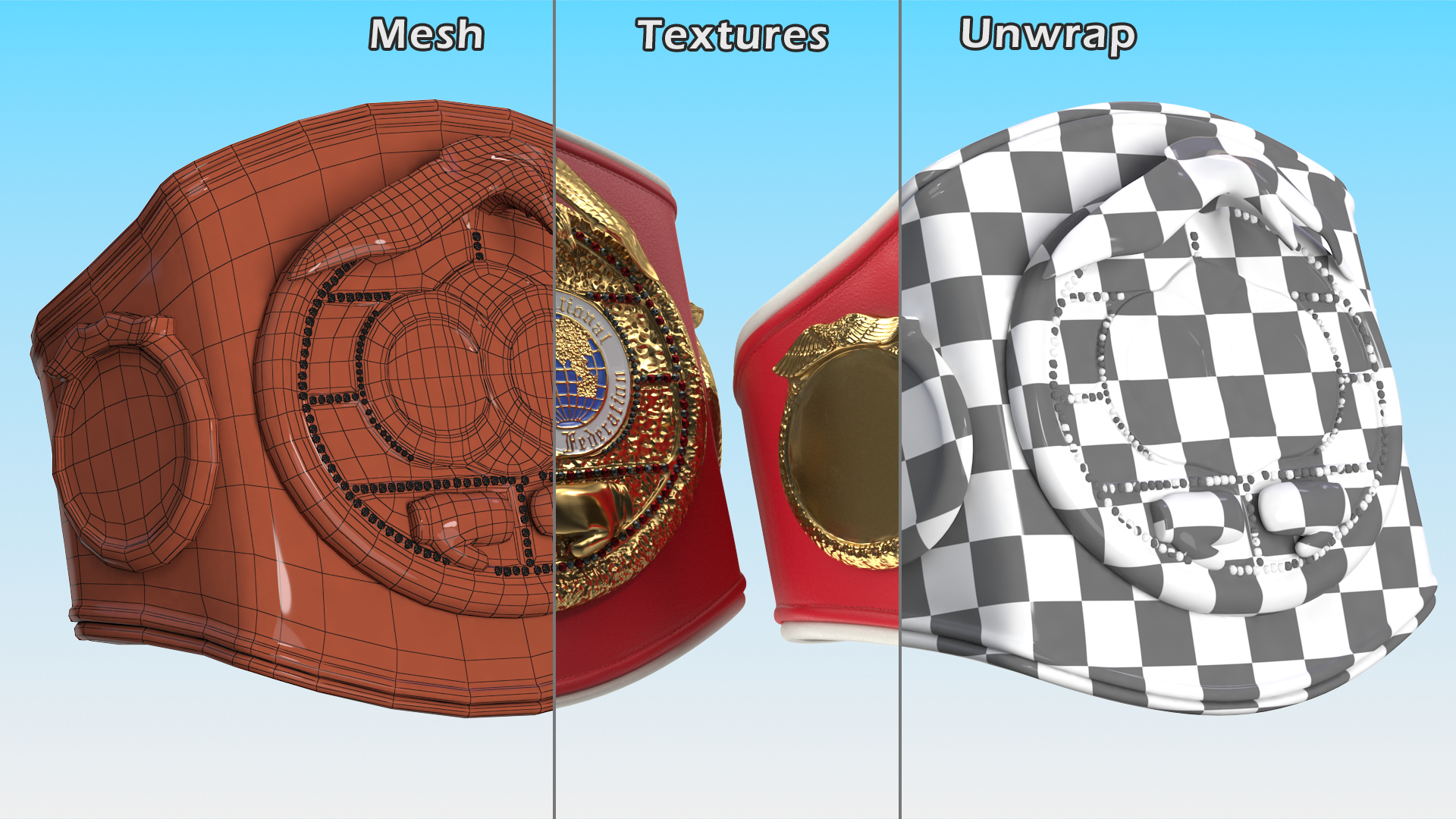 3D IBF Championship Belt Folded whithout Fur