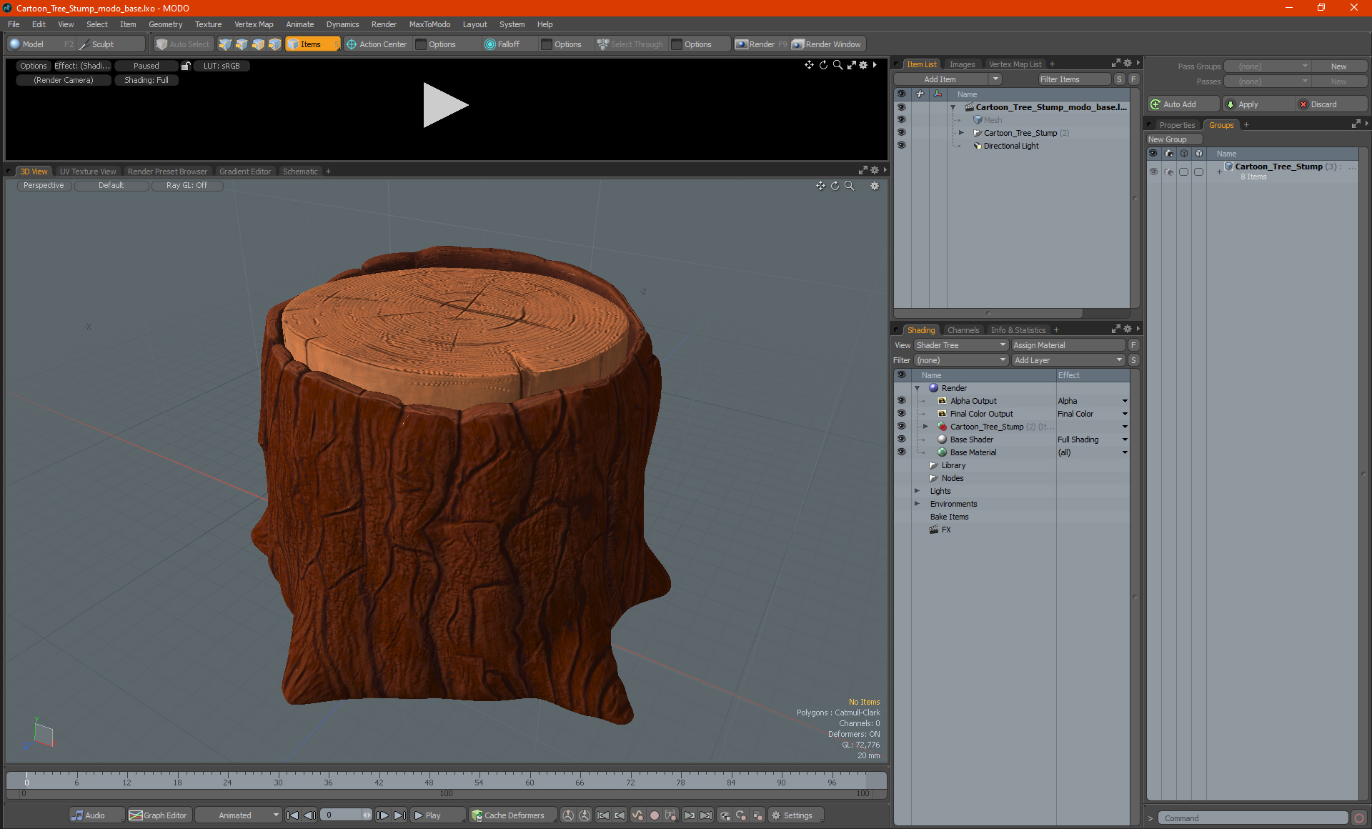 3D Cartoon Tree Stump model