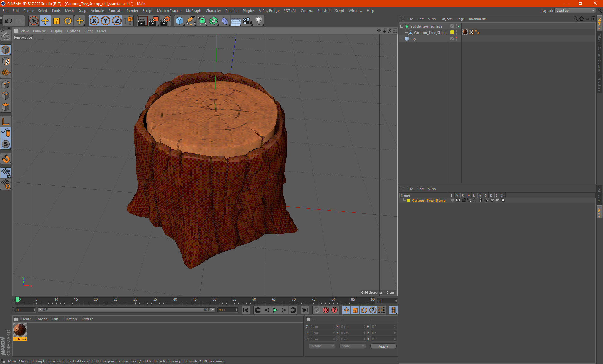 3D Cartoon Tree Stump model